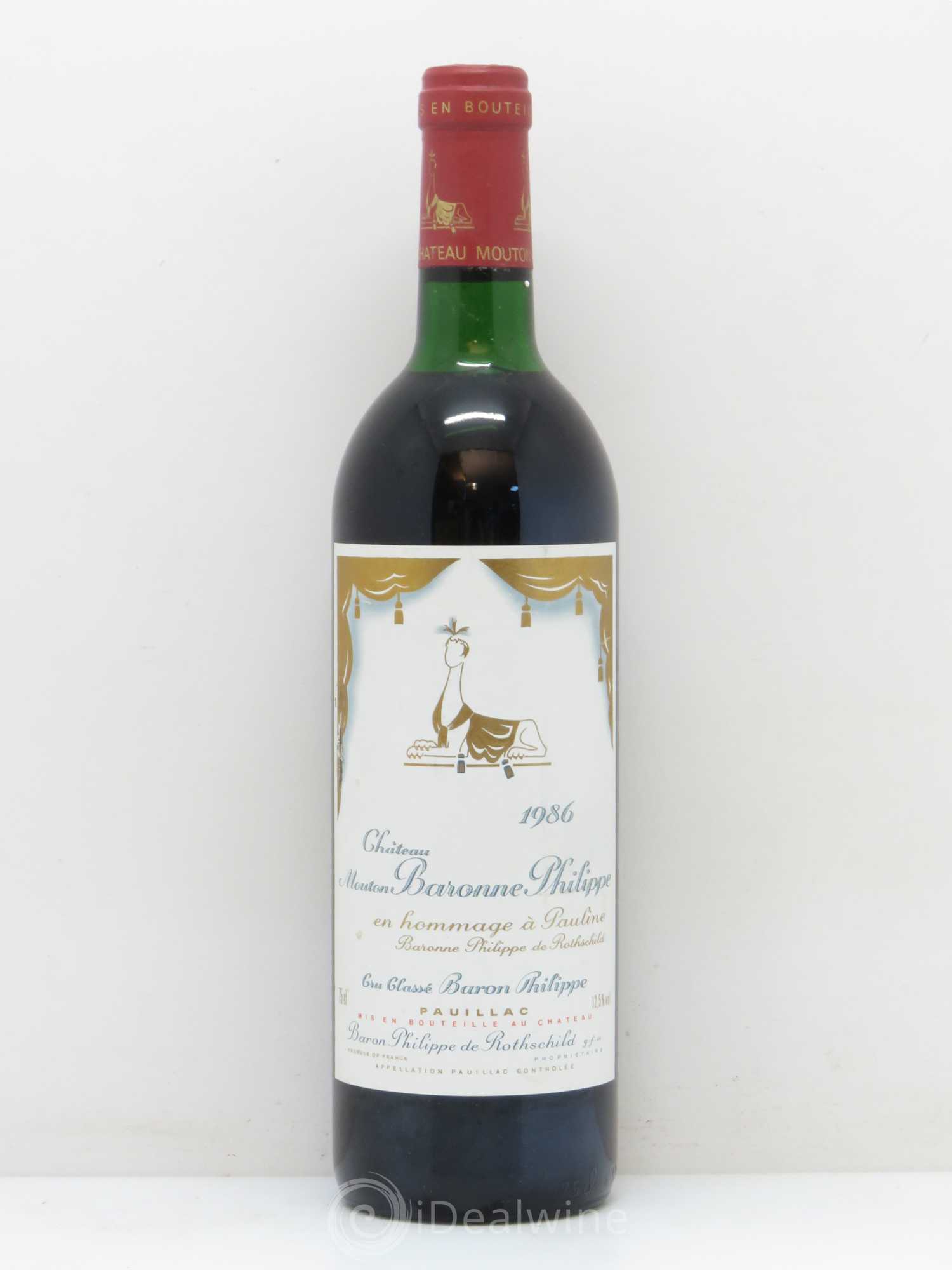 Château d' Armailhac - Mouton Baron(ne) Philippe 5ème Grand Cru Classé 1986 - Lot de 1 bouteille - 0
