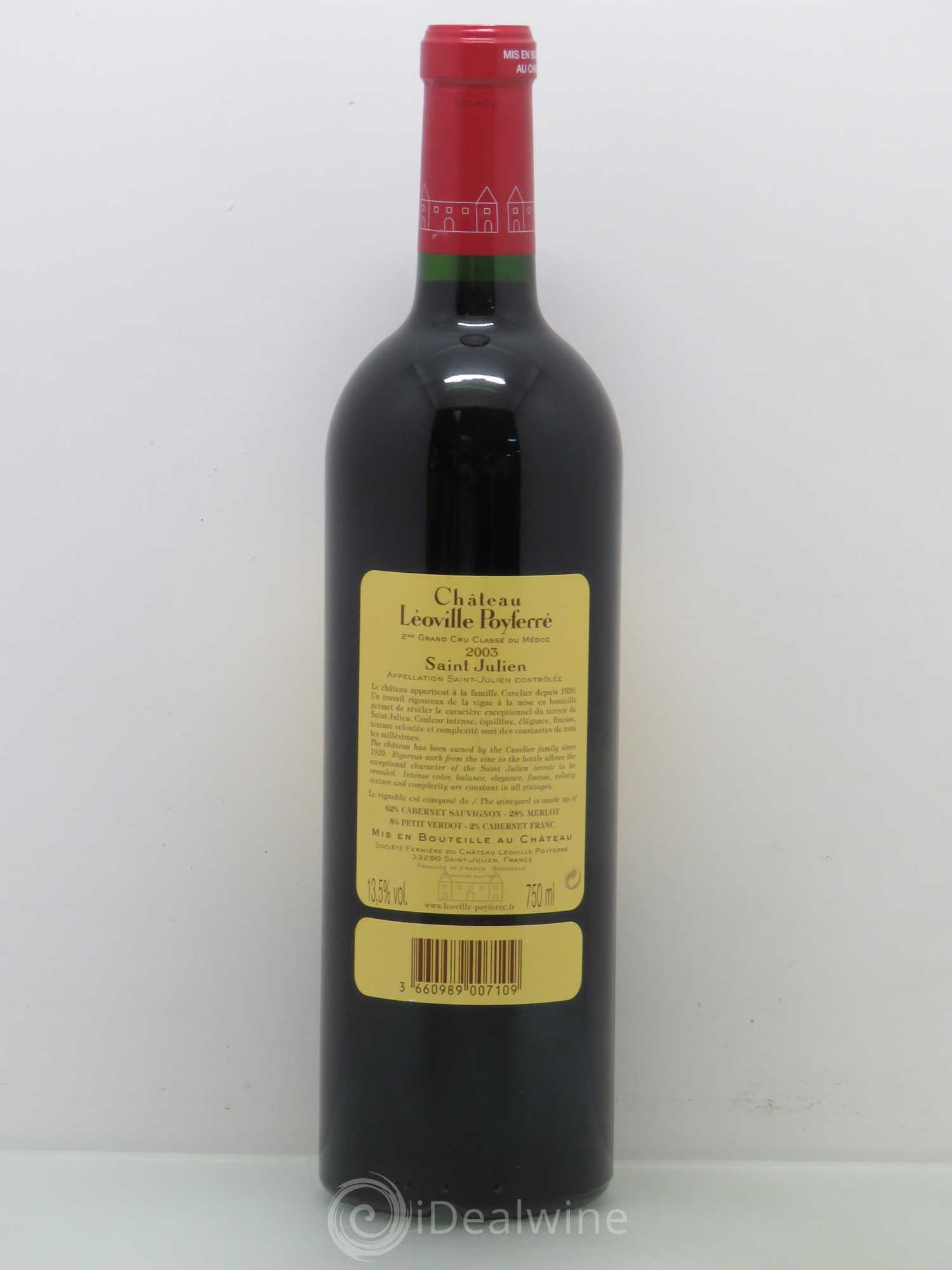 Château Léoville Poyferré 2ème Grand Cru Classé 2003 - Lot de 1 bouteille - 1
