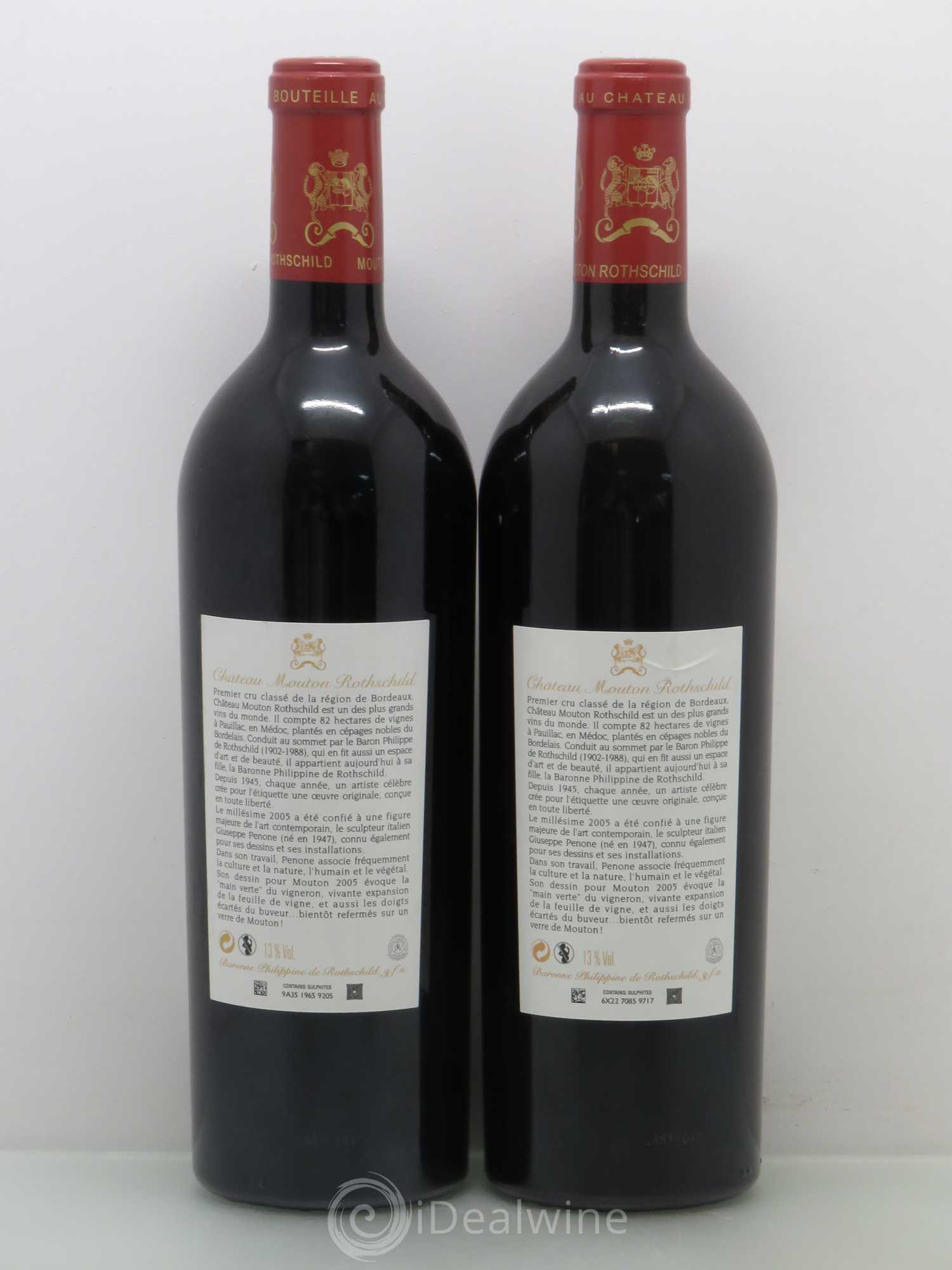 Château Mouton Rothschild 1er Grand Cru Classé 2005 - Lot de 2 bouteilles - 1