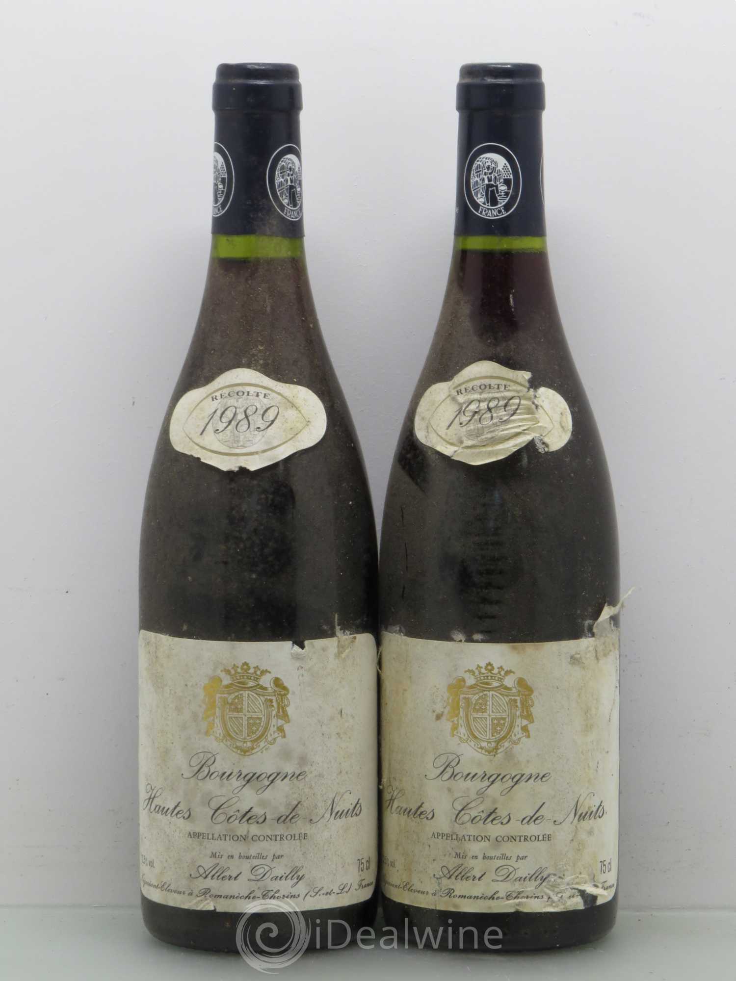 Hautes-Côtes de Nuits Romaneche Thorins - Albert Dailly (sans prix de réserve) 1989 - Posten von 2 Flaschen - 0