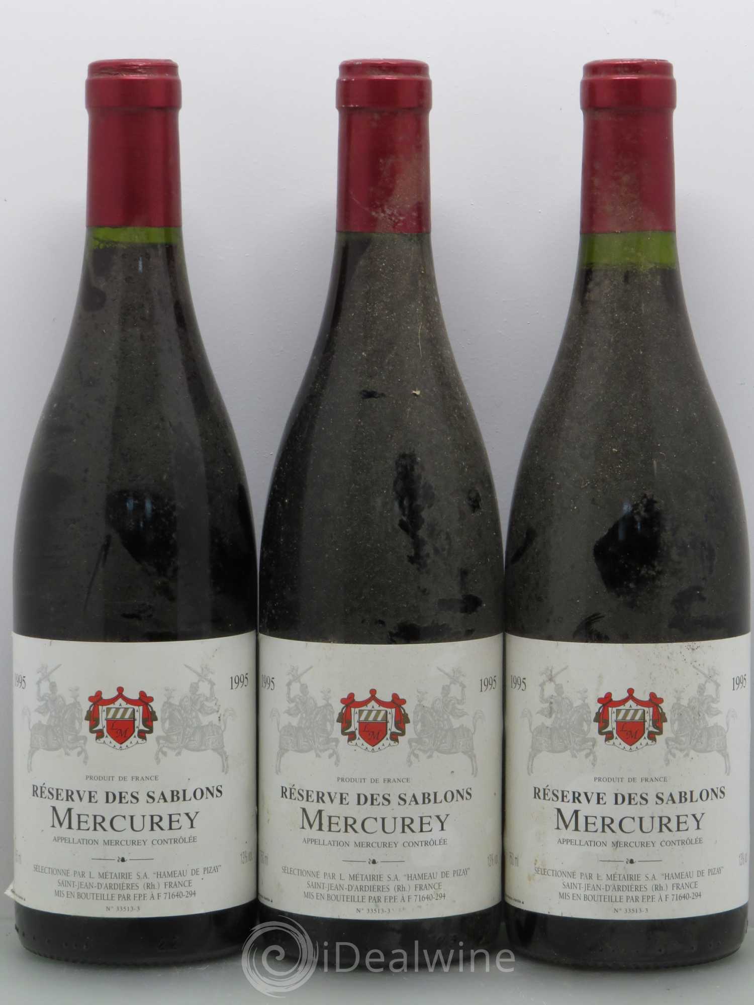 Mercurey Reserve des Sablons - Metairie SA 1995 - Posten von 3 Flaschen - 0