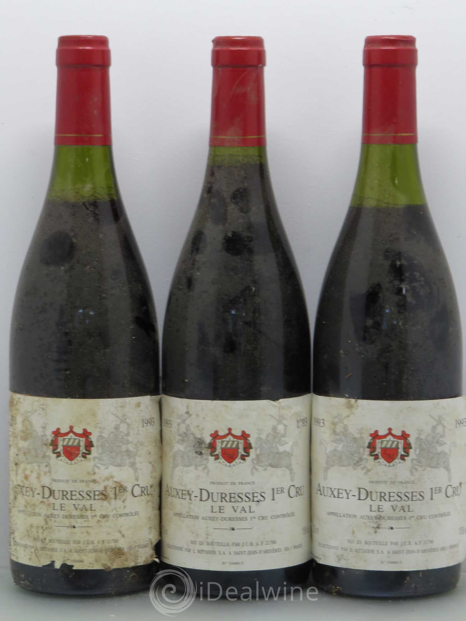 Auxey-Duresses 1er Cru LE VAL - Metairie SA 1993 - Lot de 3 bouteilles - 0