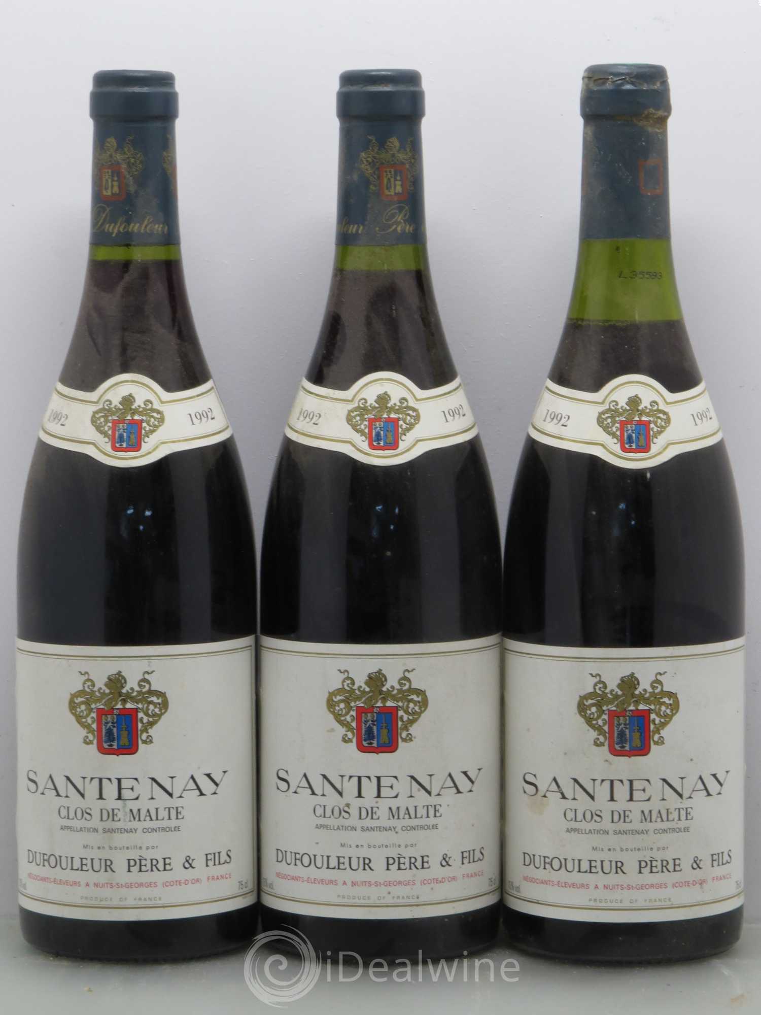 Santenay Clos de Malte - Dufouleur (sans prix de réserve) 1992 - Posten von 3 Flaschen - 0
