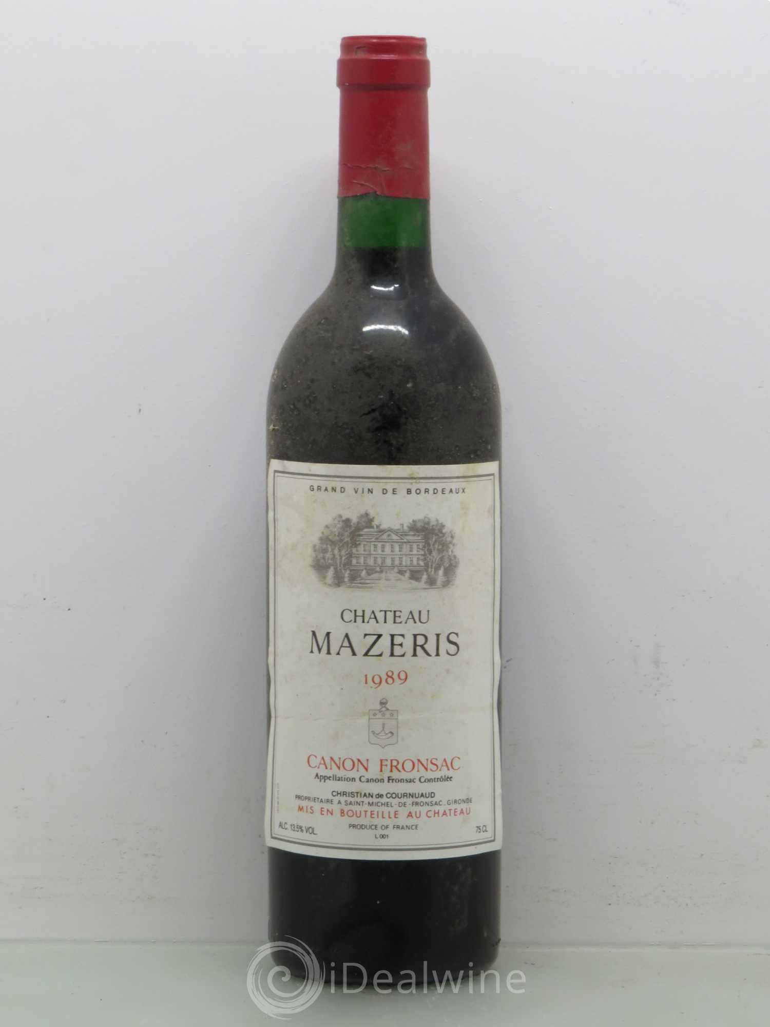 Bordeaux Château Mazeris Canon Fronsac 1989 - Posten von 1 Flasche - 0