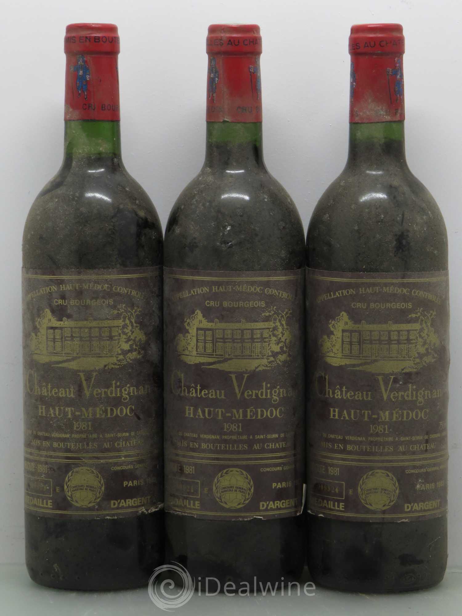 Château Verdignan Cru Bourgeois 1981 - Lot de 3 bouteilles - 0