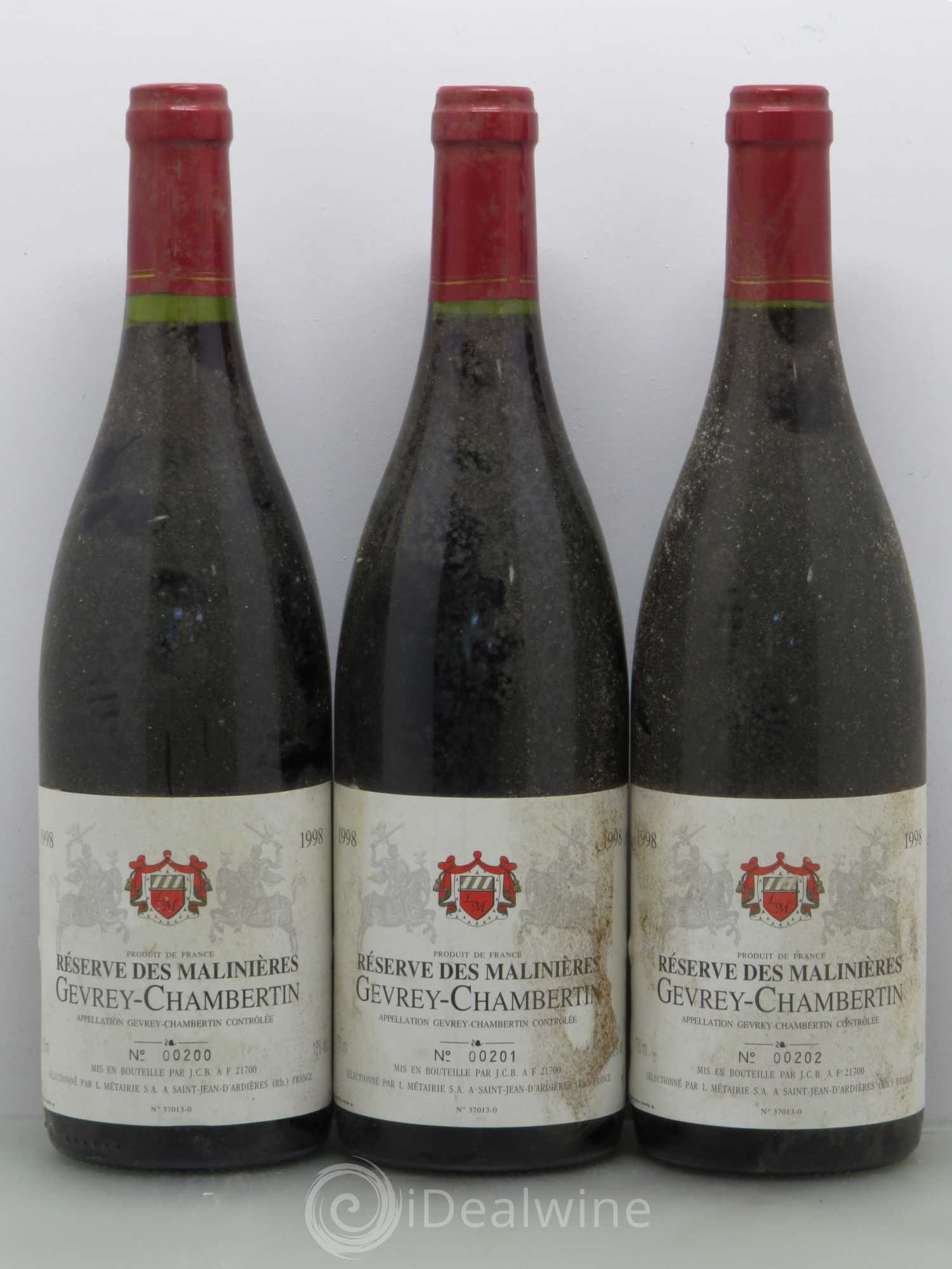 Gevrey-Chambertin Reserve des Malinières - Metairie 1998 - Posten von 3 Flaschen - 0