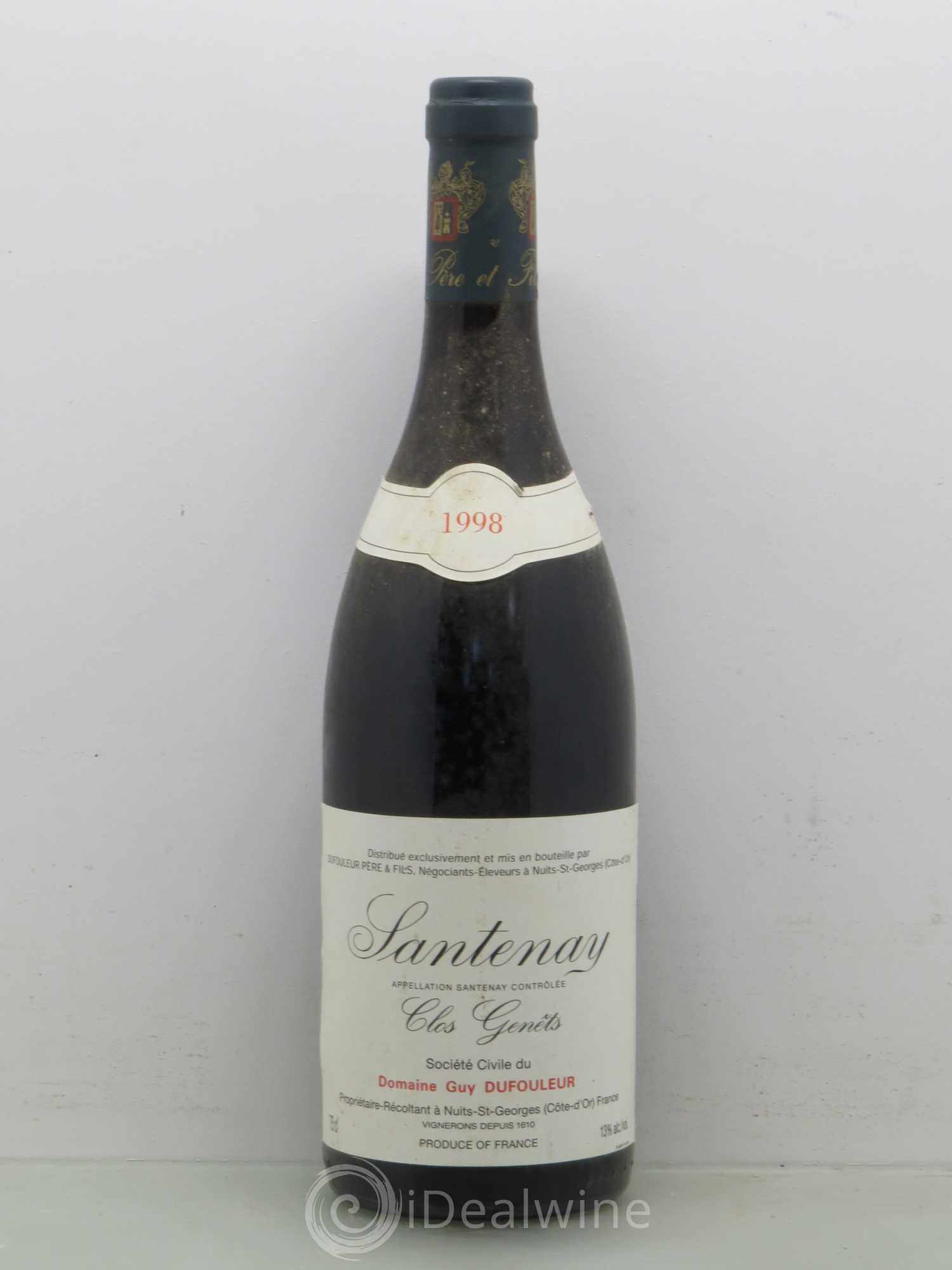 Santenay Clos Genets Domaine G - Dufouleur (sans prix de réserve) 1998 - Posten von 1 Flasche - 0