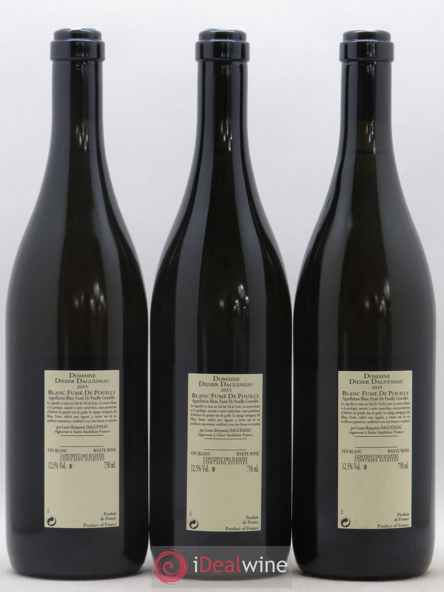 Pouilly-Fumé Blanc Fumé de Pouilly Dagueneau (Domaine Didier - Louis-Benjamin) 2015 - Lot de 3 bouteilles - 1