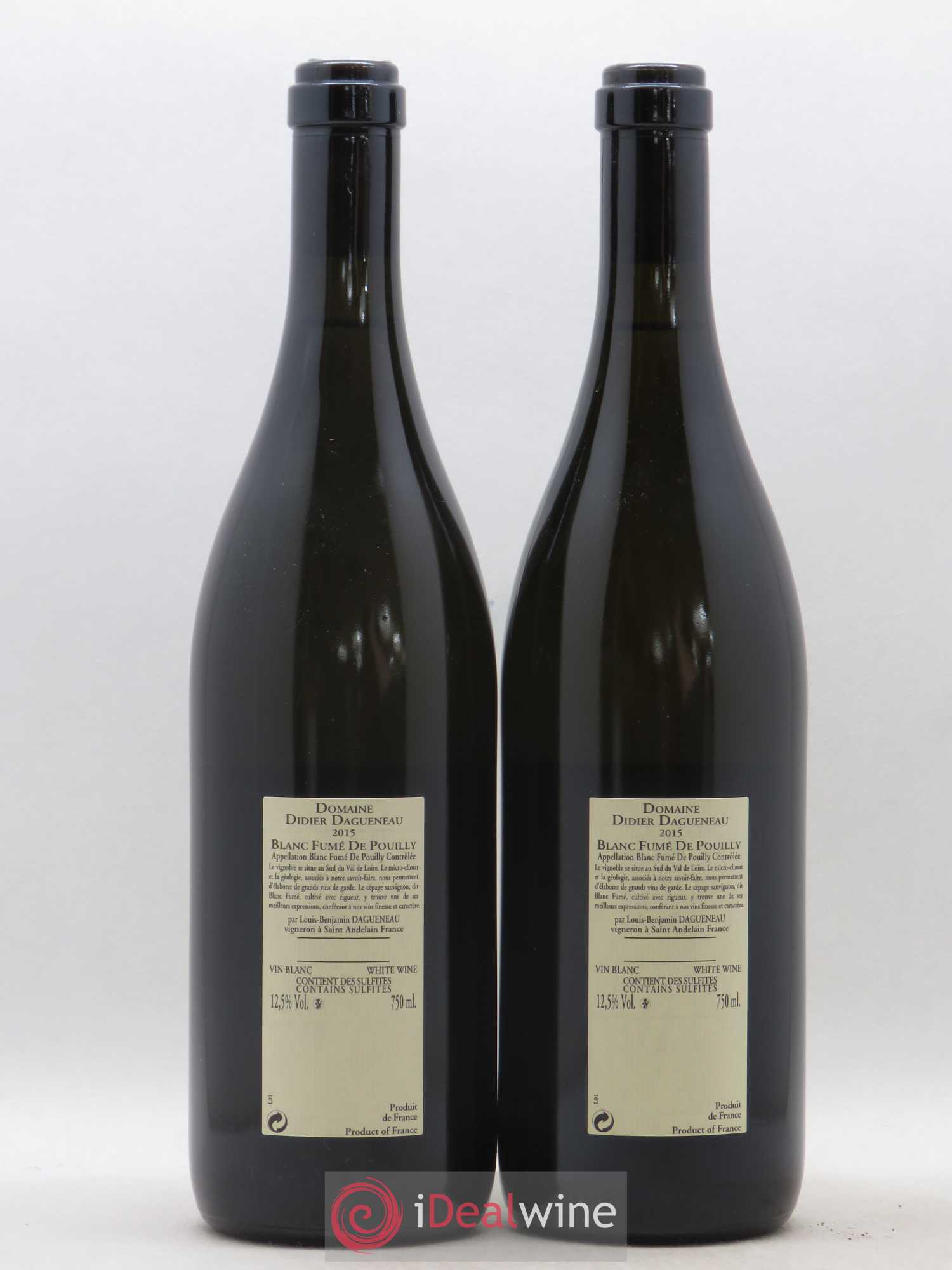 Pouilly-Fumé Blanc Fumé de Pouilly Dagueneau (Domaine Didier - Louis-Benjamin) 2015 - Lot de 2 bouteilles - 1