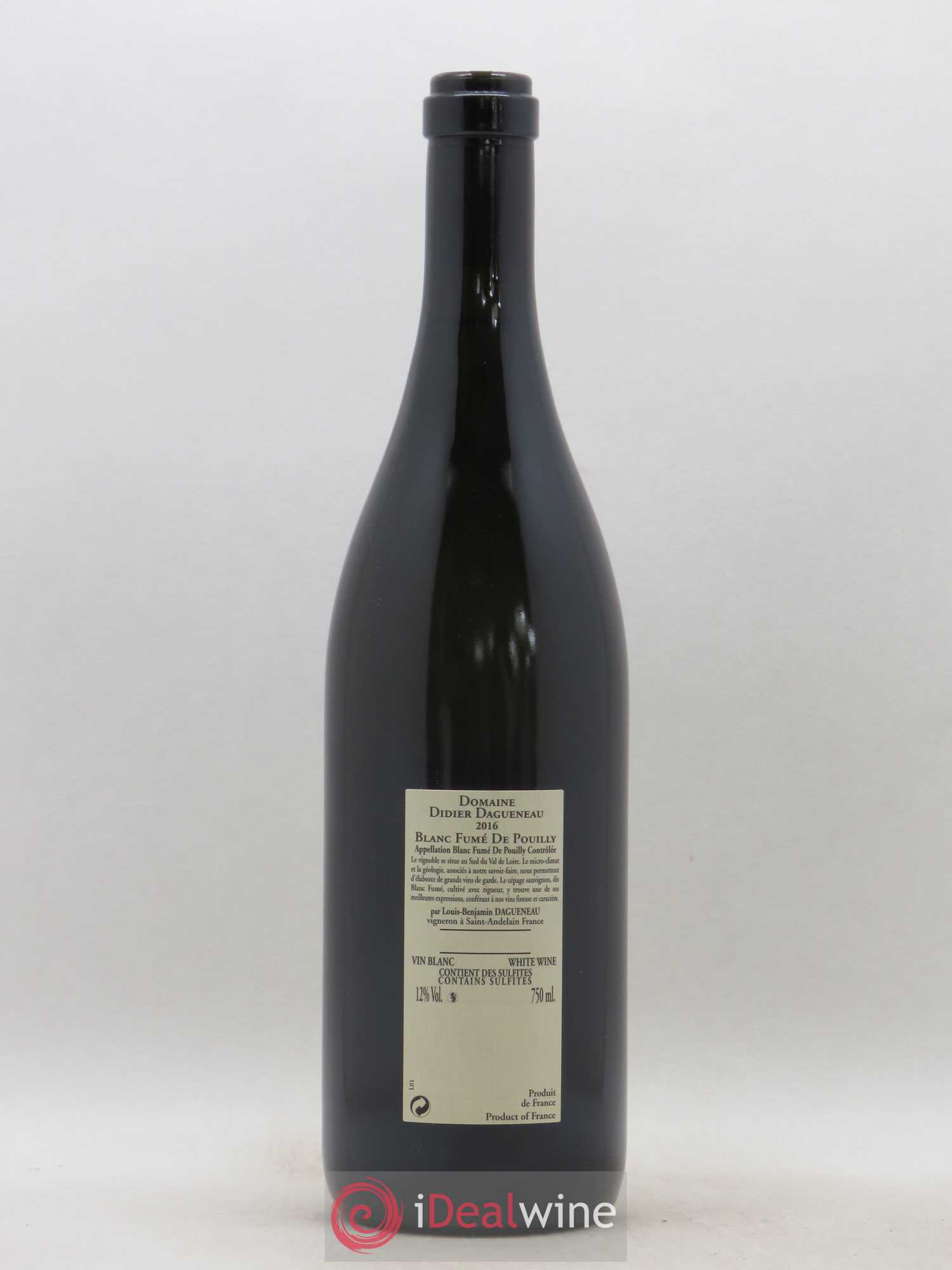 Pouilly-Fumé Blanc Fumé de Pouilly Dagueneau (Domaine Didier - Louis-Benjamin) 2016 - Lot de 1 bouteille - 1