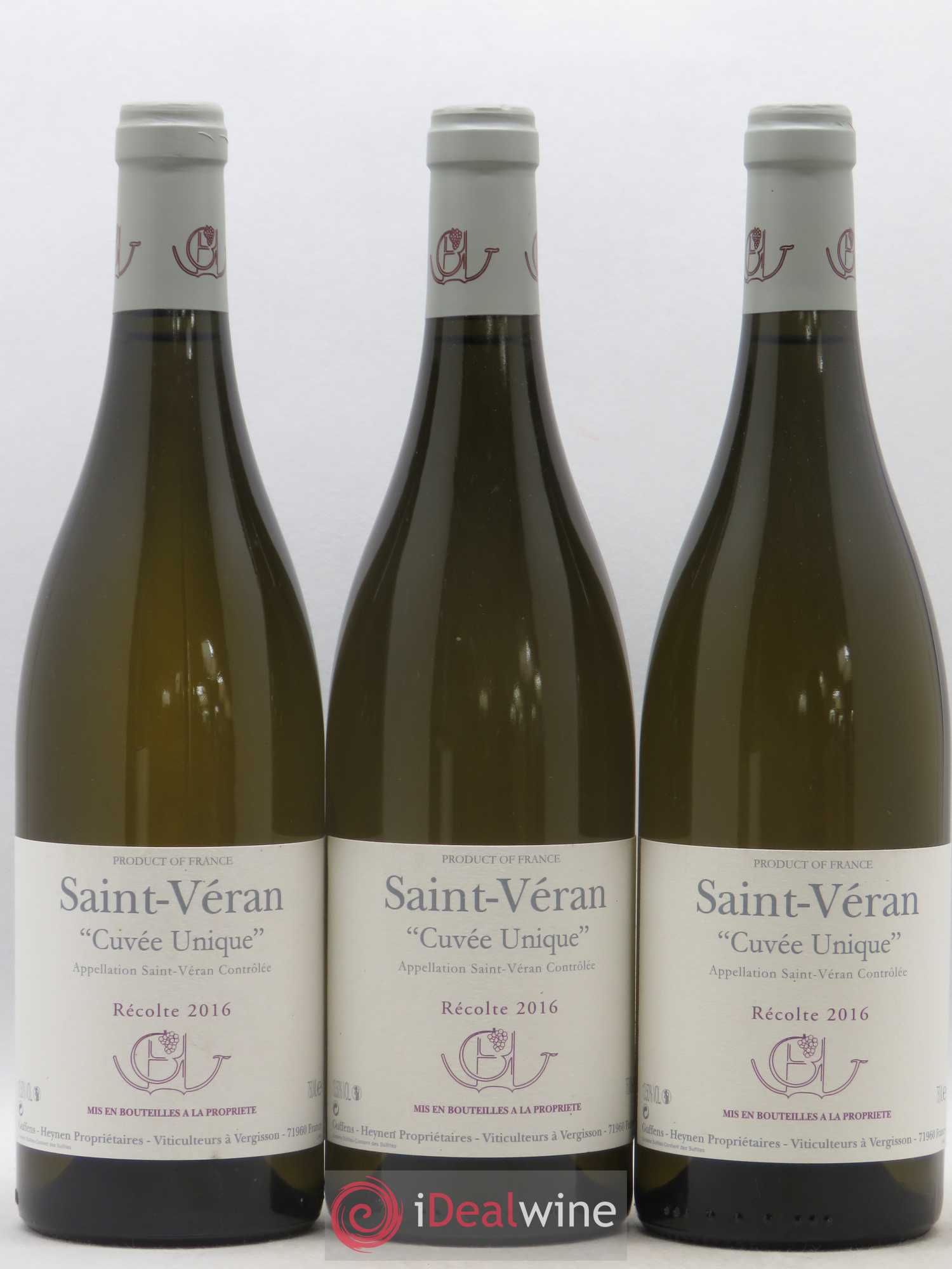 Saint-Véran Cuvée Unique Guffens-Heynen 2016 - Lot de 3 bouteilles - 0