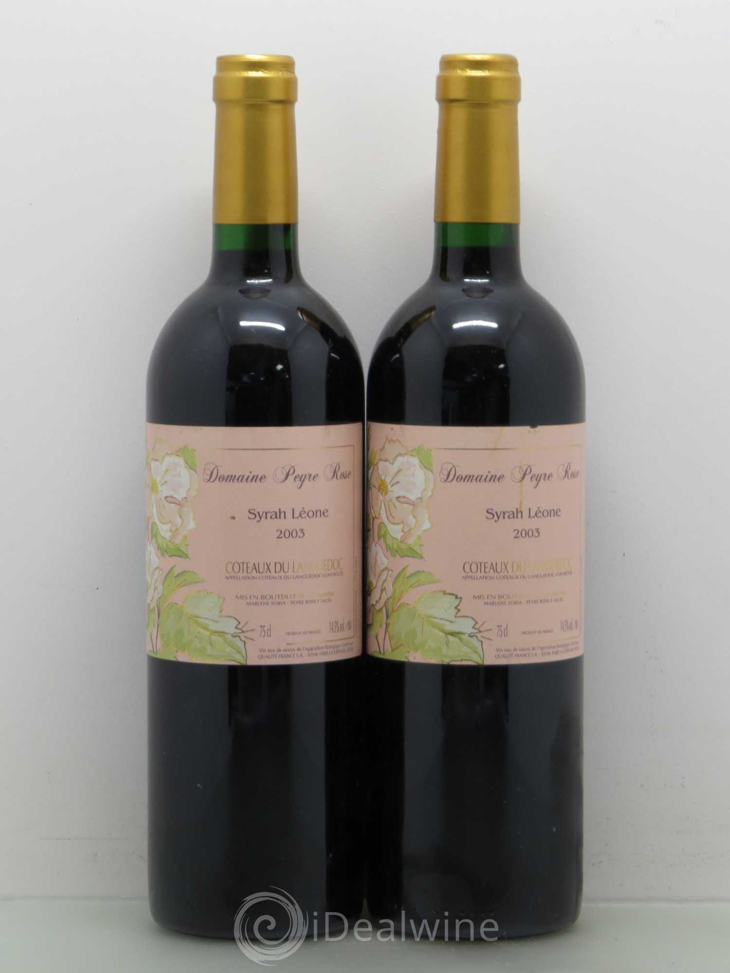 Coteaux du Languedoc Domaine Peyre Rose Belle Léone (anciennement Syrah Léone) Marlène Soria 2003 - Lot de 2 bouteilles - 0