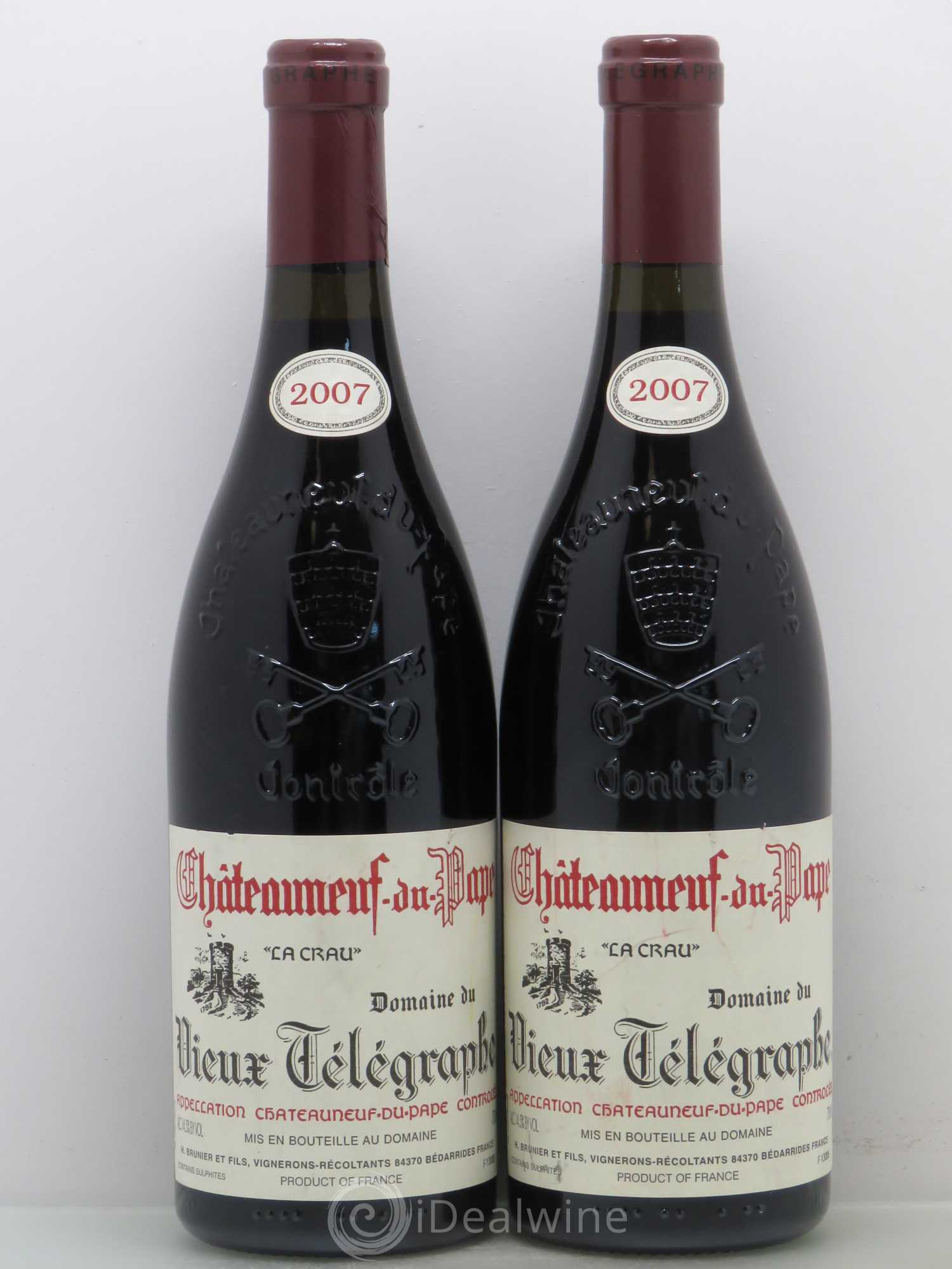 Châteauneuf-du-Pape Vieux Télégraphe (Domaine du) Vignobles Brunier 2007 - Lot de 2 bouteilles - 0