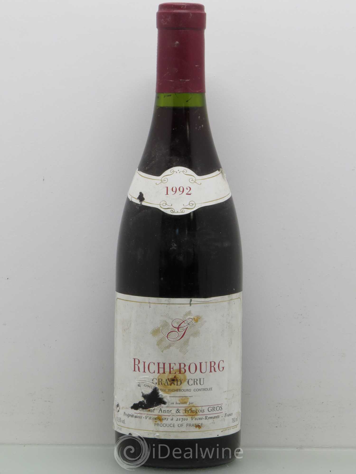 Richebourg Grand Cru Gros Frère & Soeur 1992 - Lot de 1 bouteille - 0
