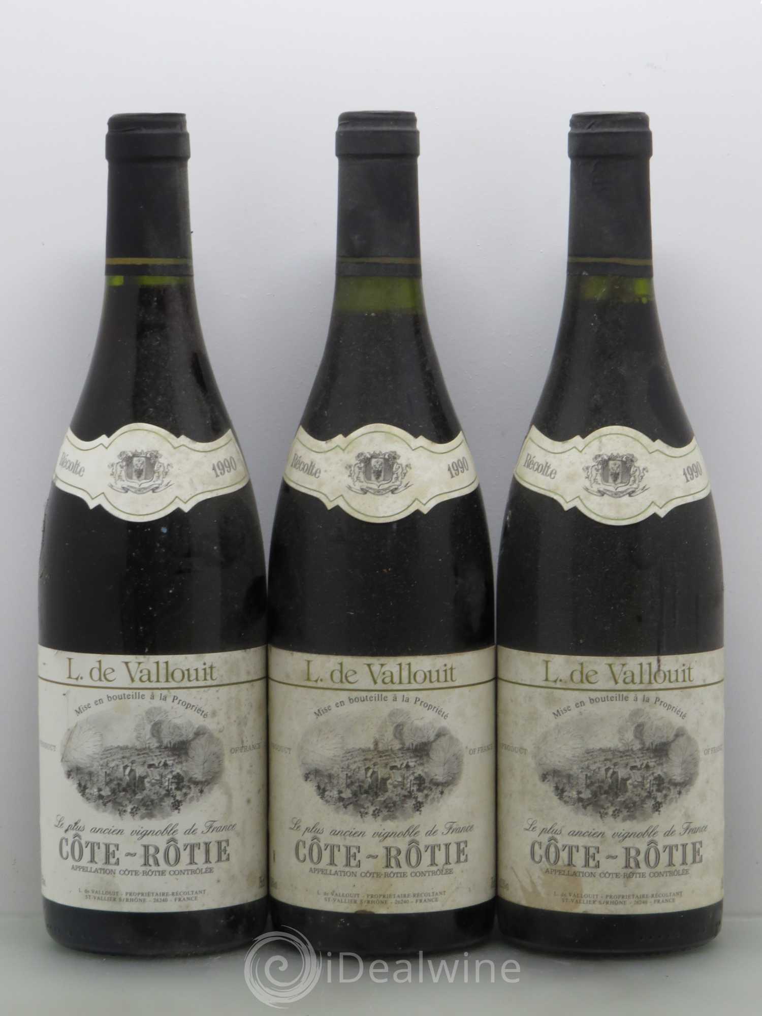 Côte-Rôtie L. De Vallouit 1990 - Posten von 3 Flaschen - 0