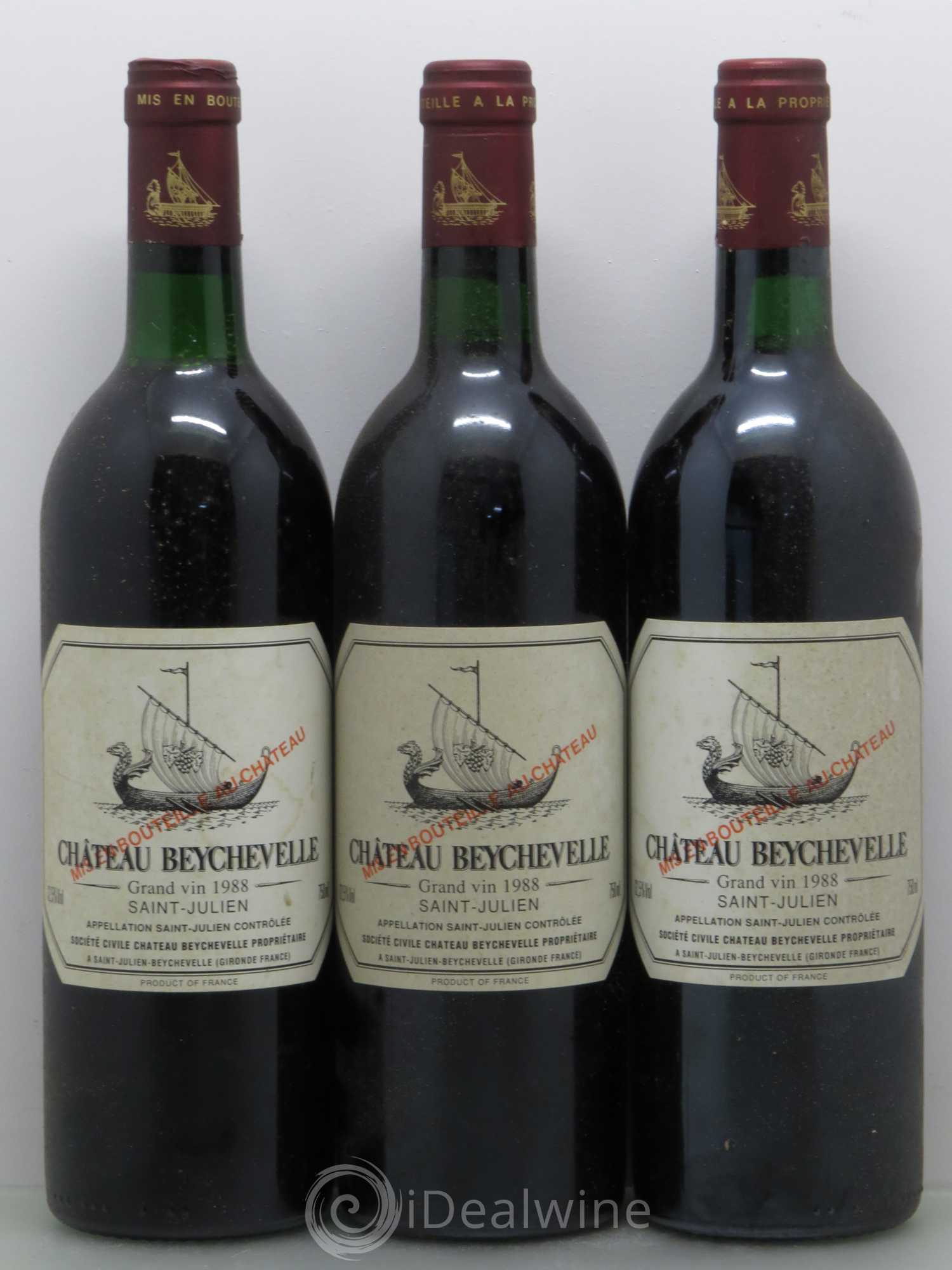 Château Beychevelle 4ème Grand Cru Classé 1988 - Lot de 3 bouteilles - 0