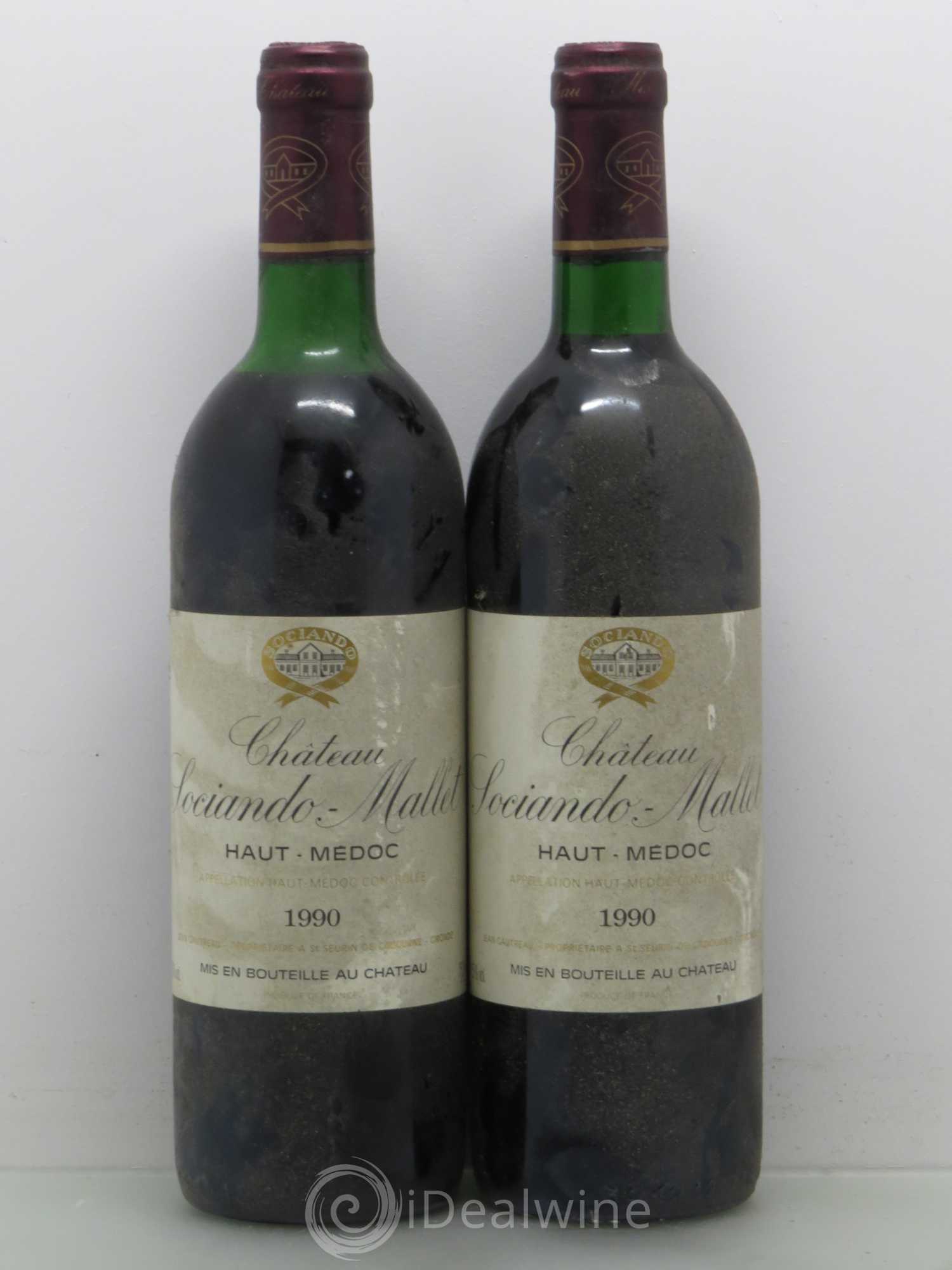Château Sociando Mallet 1990 - Lot de 2 bouteilles - 0