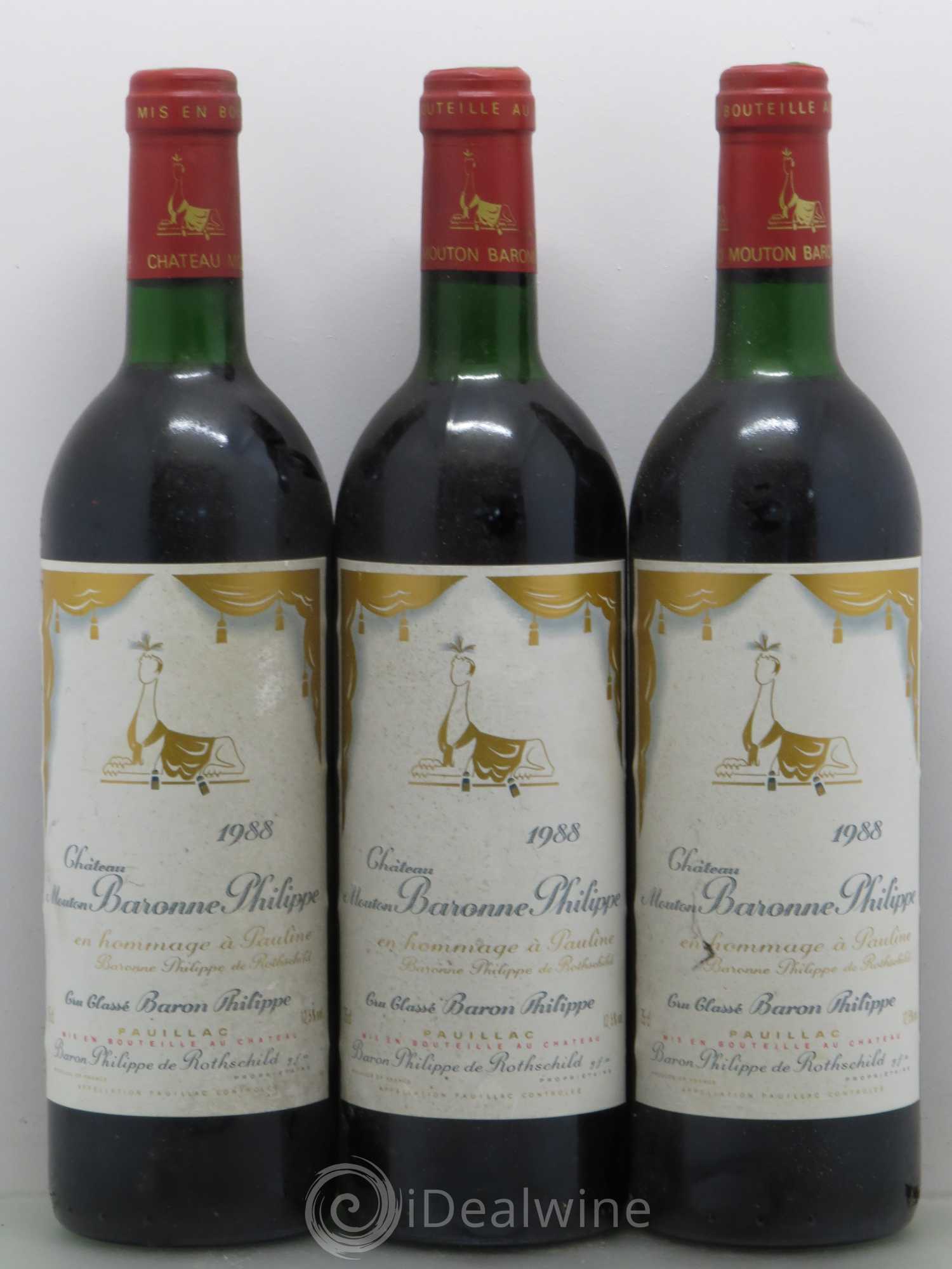 Château d' Armailhac - Mouton Baron(ne) Philippe 5ème Grand Cru Classé 1988 - Lot de 6 bouteilles - 1