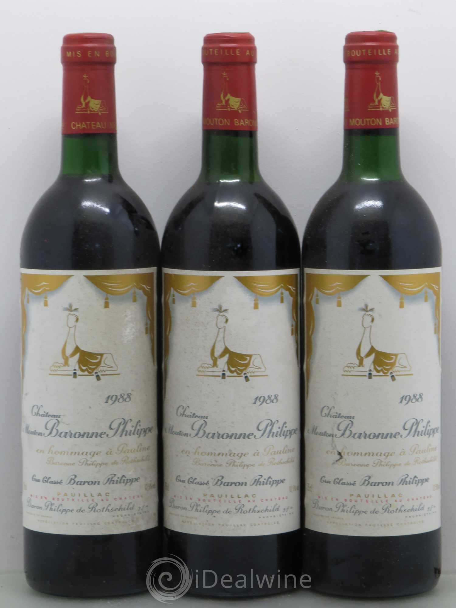 Château d' Armailhac - Mouton Baron(ne) Philippe 5ème Grand Cru Classé 1988 - Lot de 6 bouteilles - 2