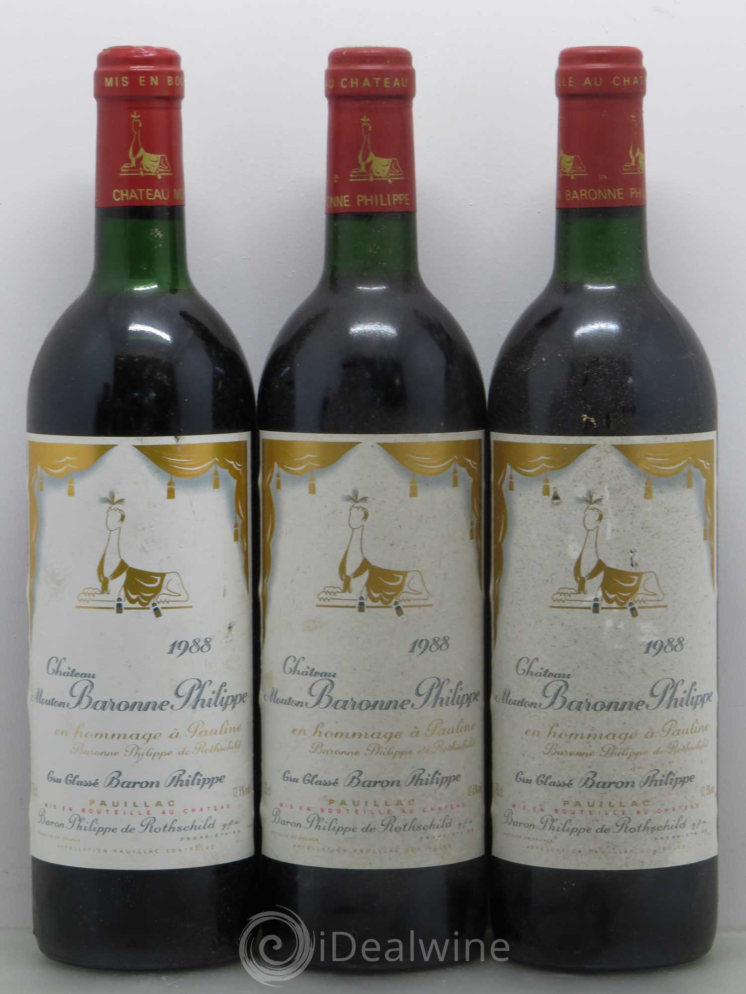 Château d' Armailhac - Mouton Baron(ne) Philippe 5ème Grand Cru Classé 1988 - Lot de 5 bouteilles - 1