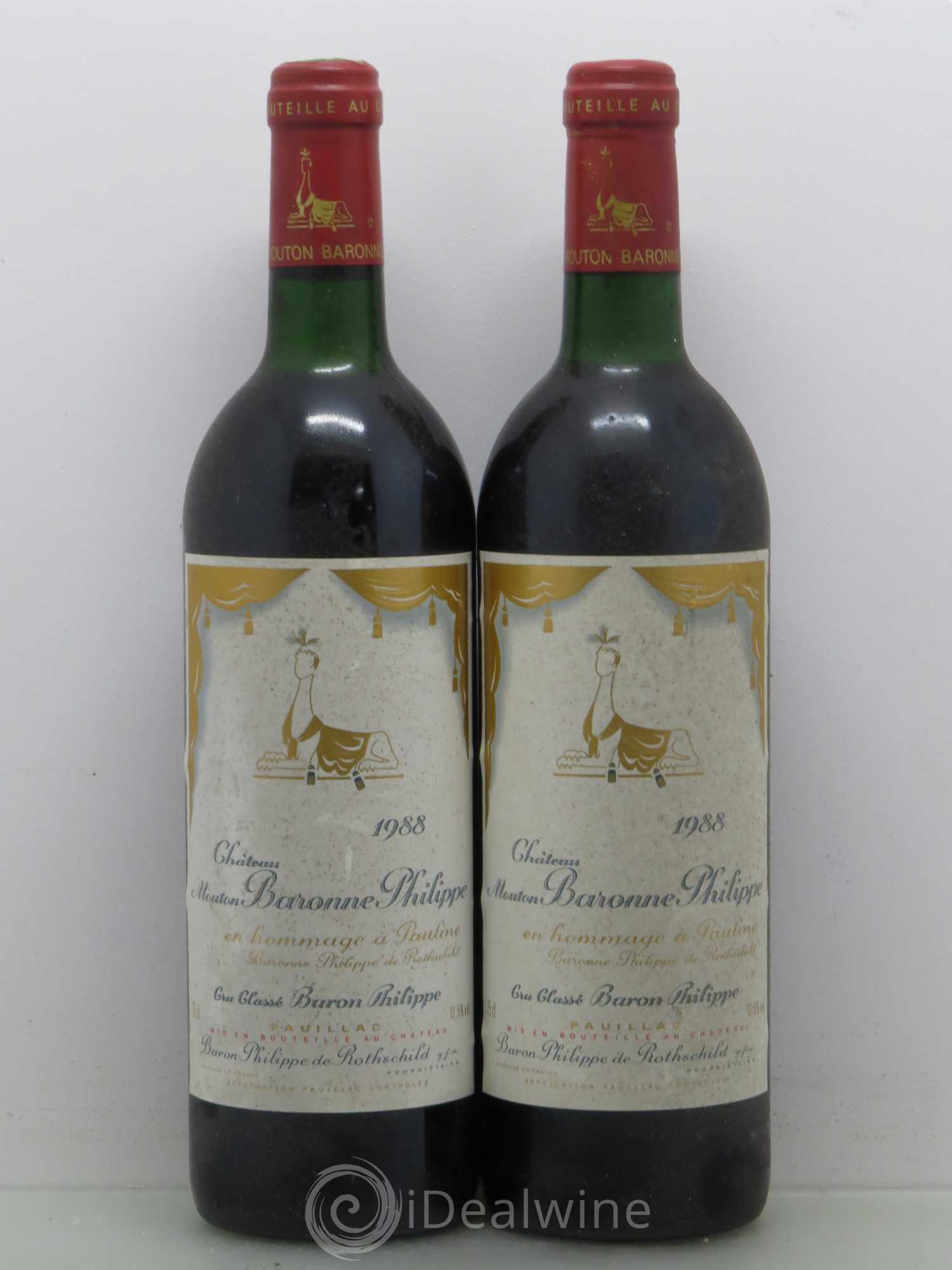 Château d' Armailhac - Mouton Baron(ne) Philippe 5ème Grand Cru Classé 1988 - Lot de 5 bouteilles - 2