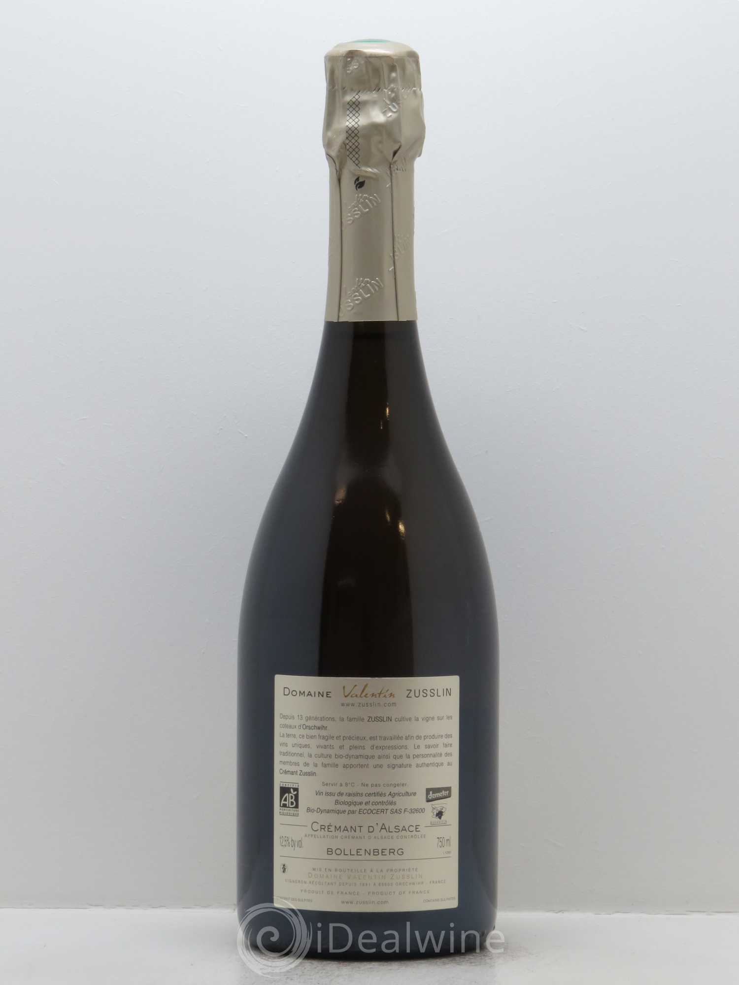 Crémant d'Alsace Bollenberg Brut Zéro Sans Soufre Valentin Zusslin (Domaine) - Lot de 1 bouteille - 1