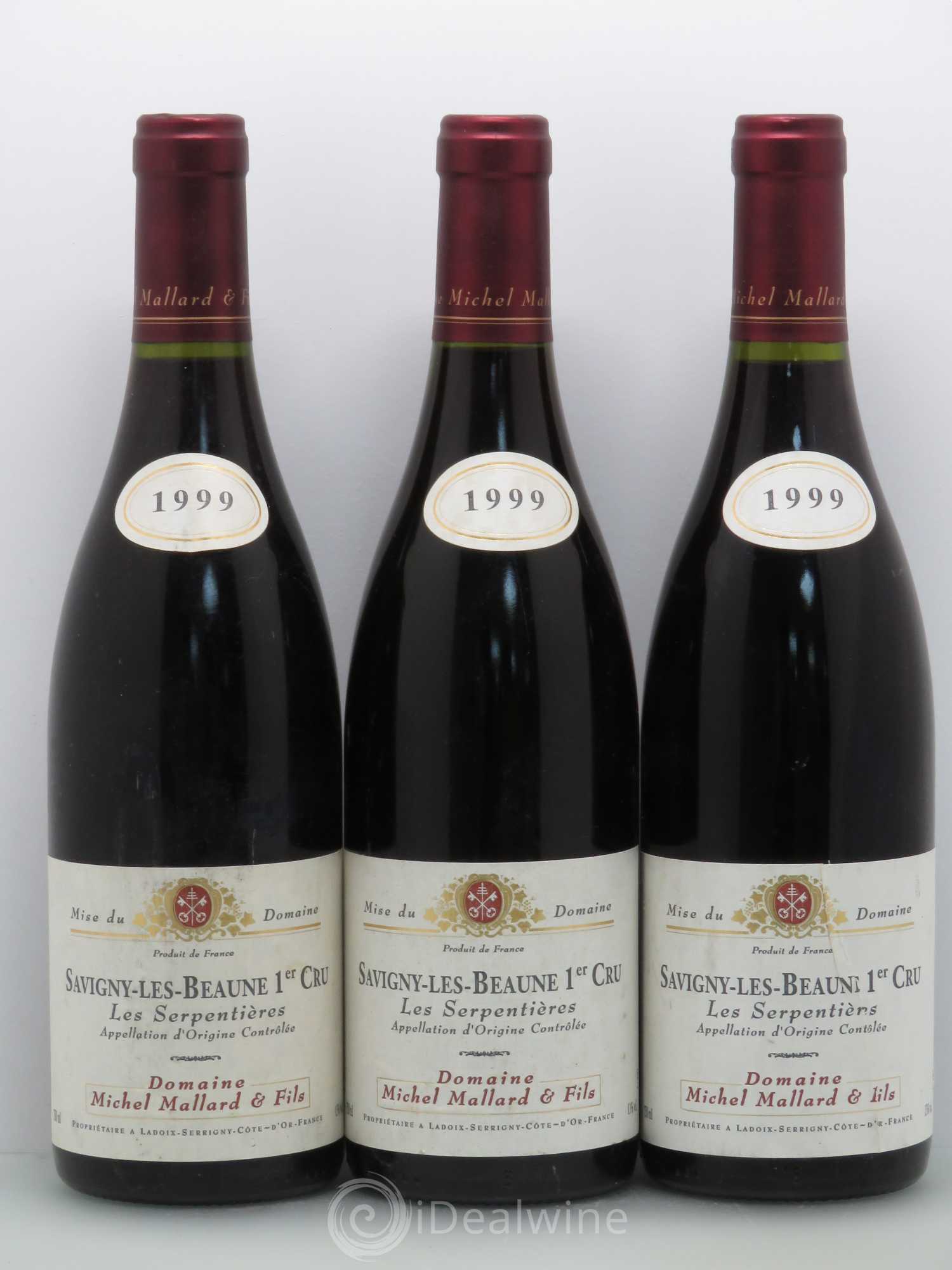 Savigny-lès-Beaune 1er Cru Les Serpentières - Michel Mallard (sans prix de réserve) 1999 - Posten von 3 Flaschen - 0