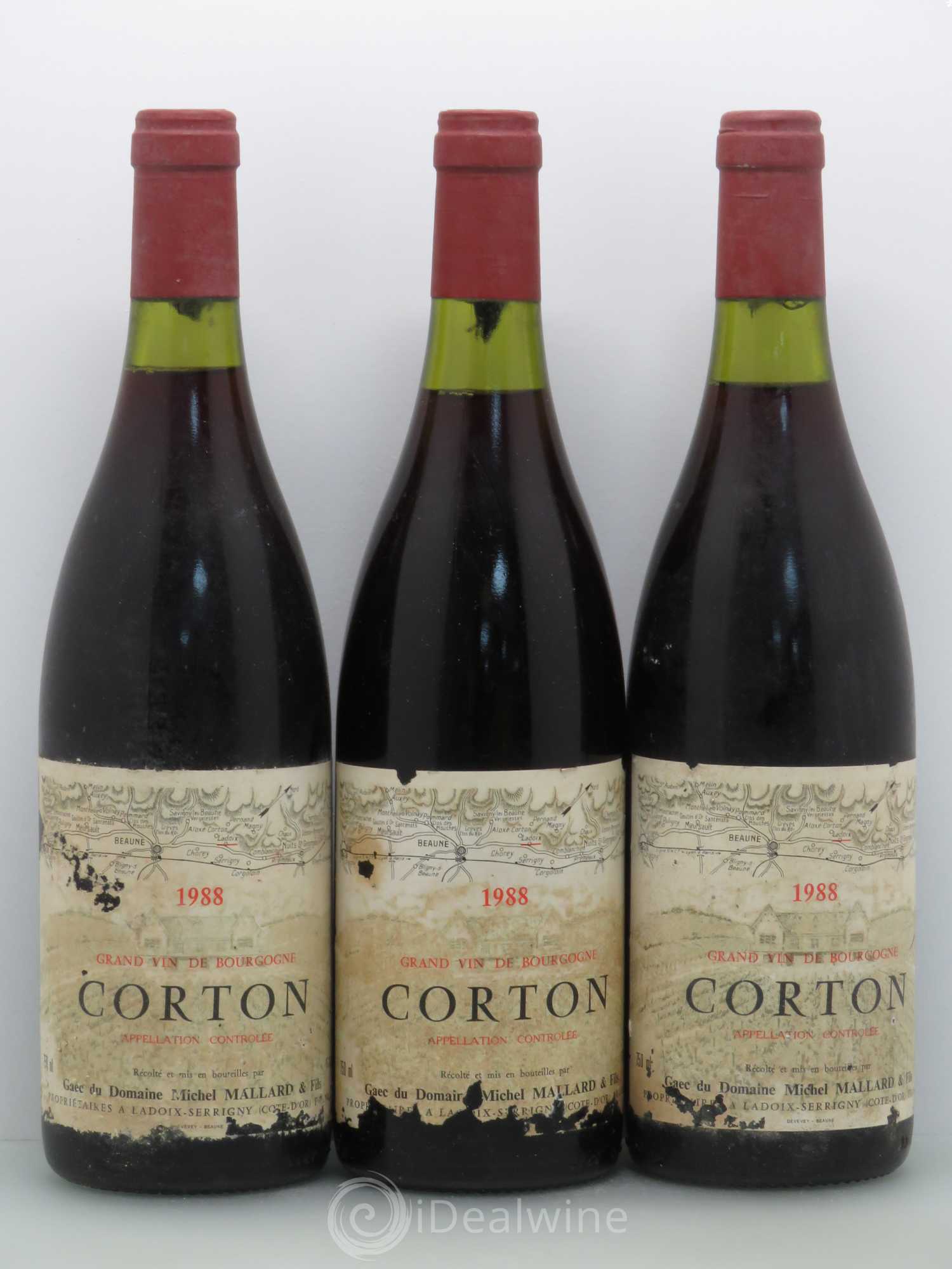 Corton Grand Cru Michel Mallard 1988 - Lot de 3 bouteilles - 0