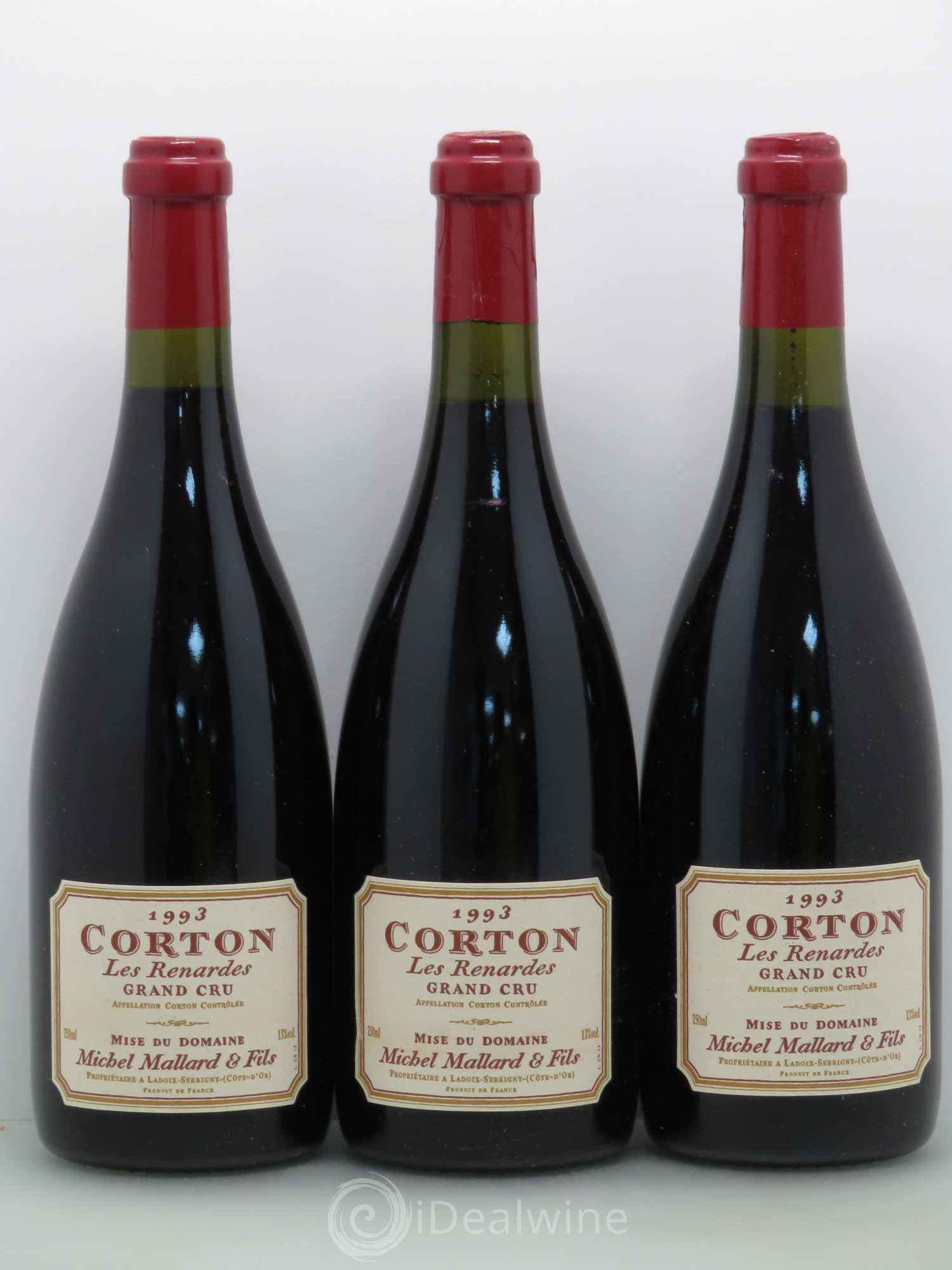 Corton Grand Cru Les Renardes - Michel Mallard 1993 - Posten von 3 Flaschen - 0