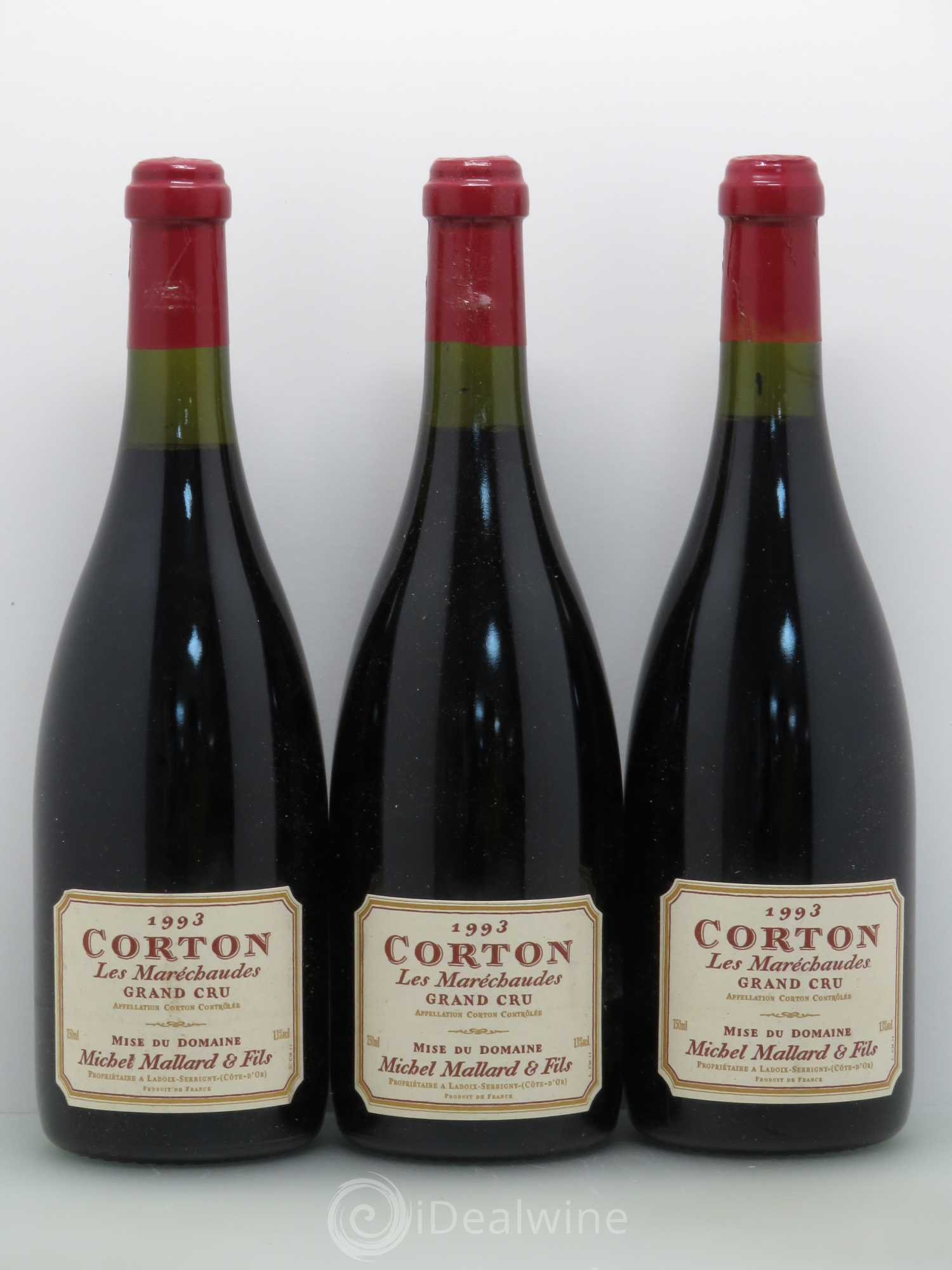 Corton Grand Cru Les Maréchaudes - Michel Mallard 1993 - Posten von 3 Flaschen - 0