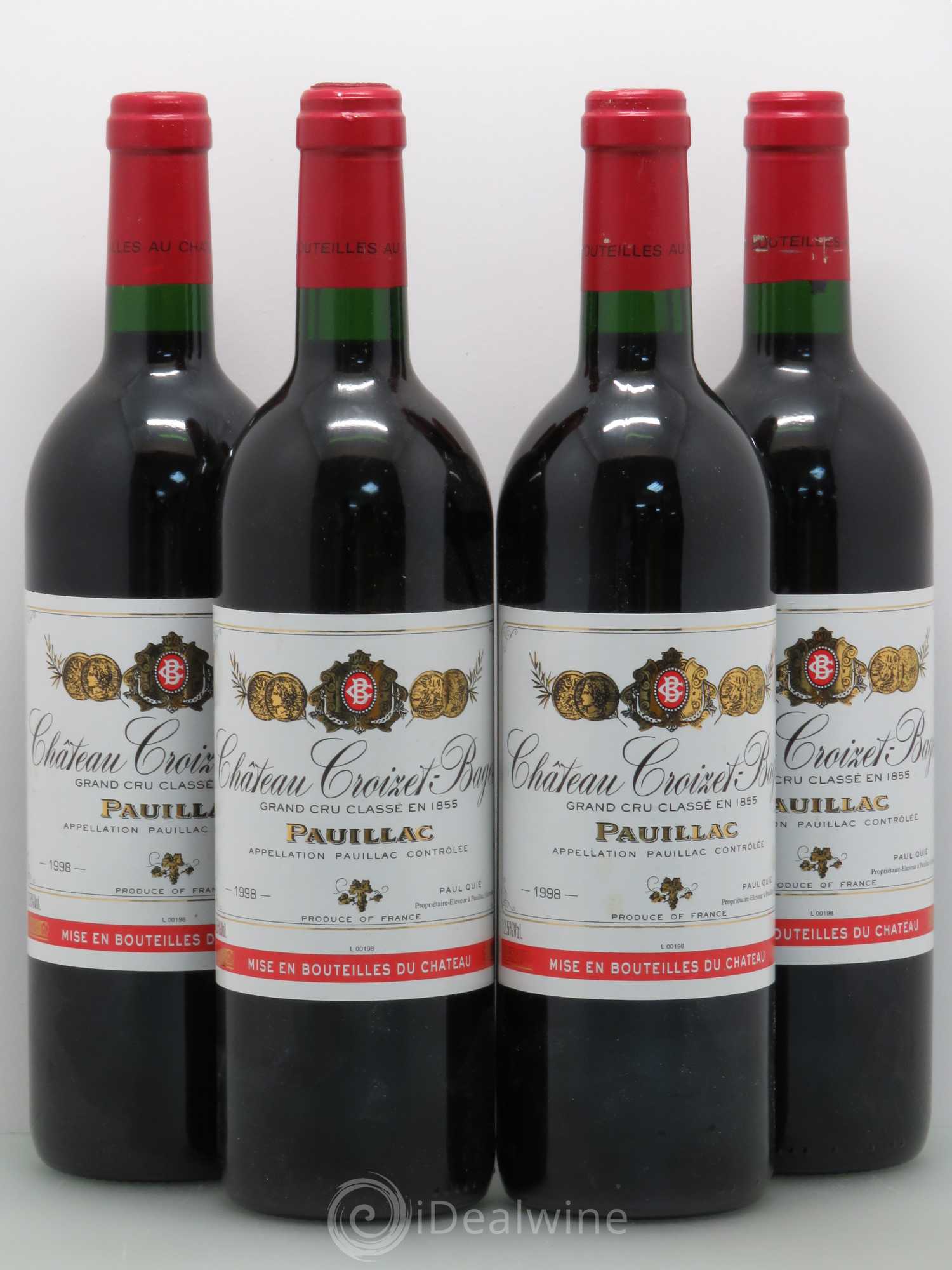 Château Croizet Bages 5ème Grand Cru Classé 1998 - Lot de 4 bouteilles - 0