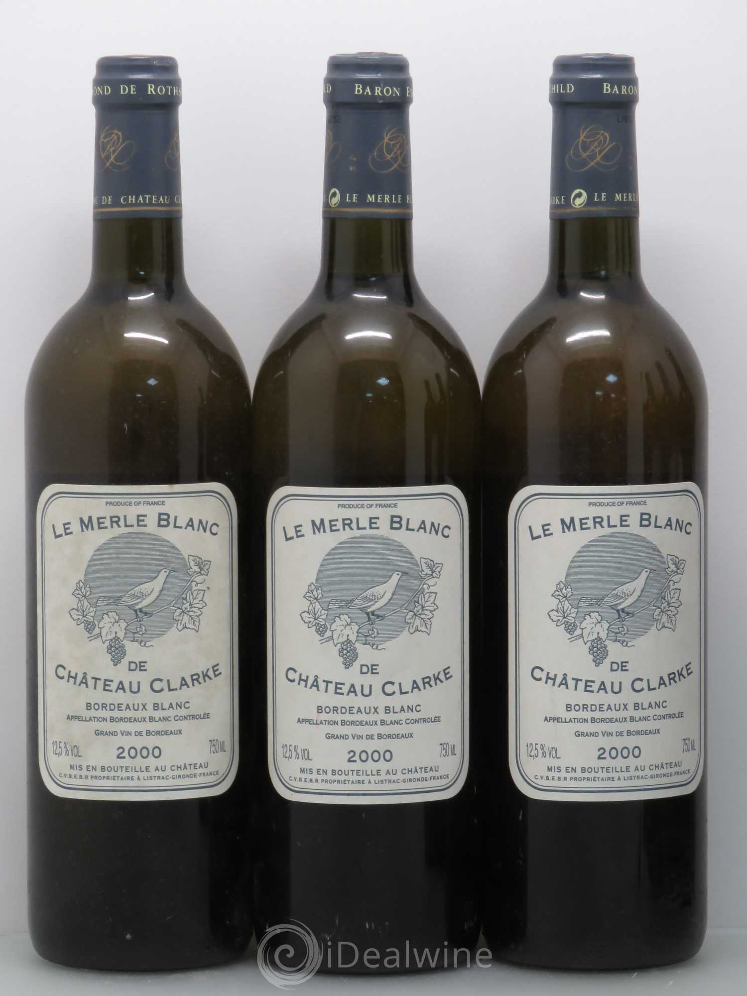 Bordeaux Le Merle Blanc - Château Clarke 2000 - Lot de 6 bouteilles - 1