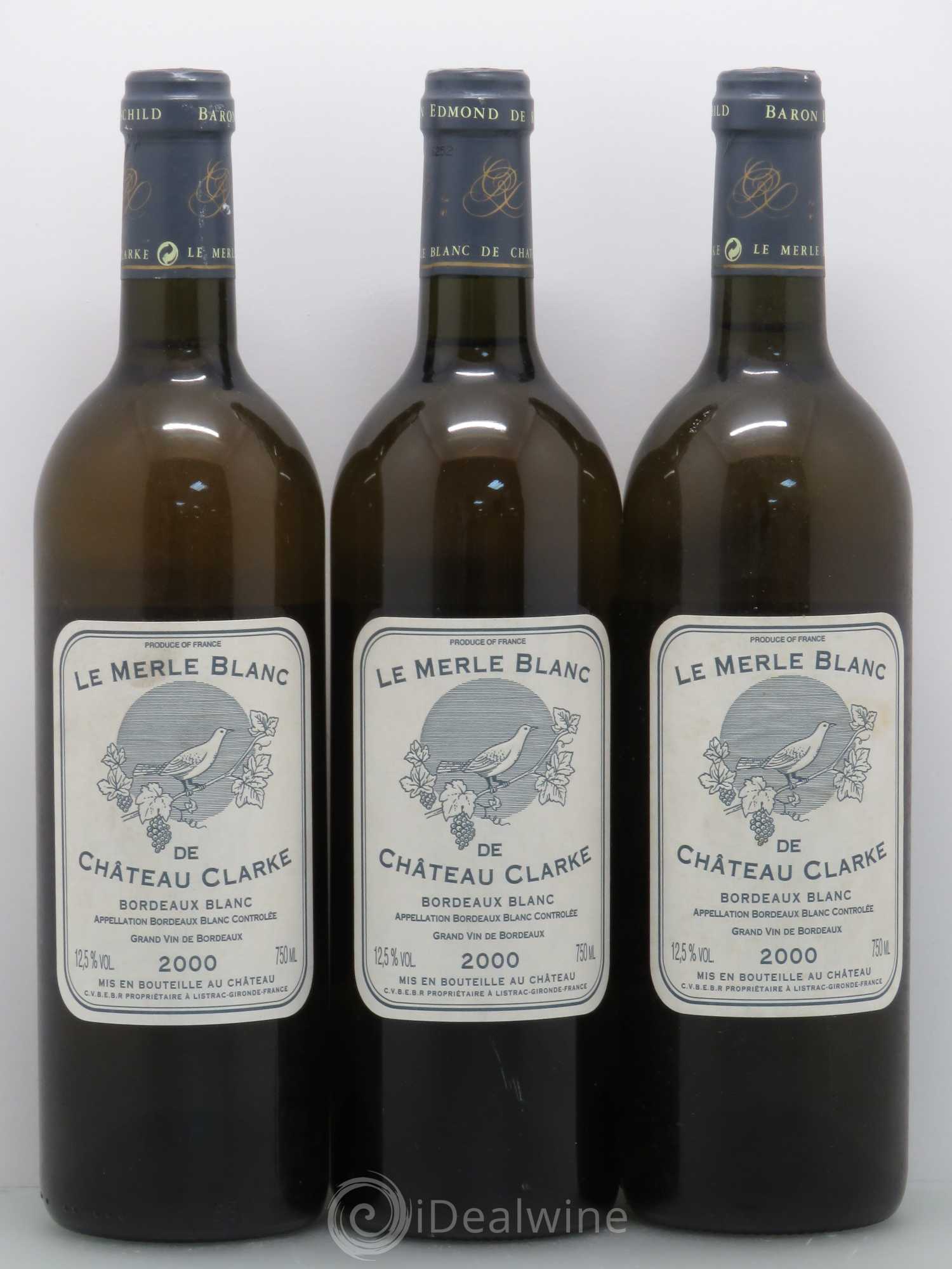 Bordeaux Le Merle Blanc - Château Clarke 2000 - Lot de 6 bouteilles - 2