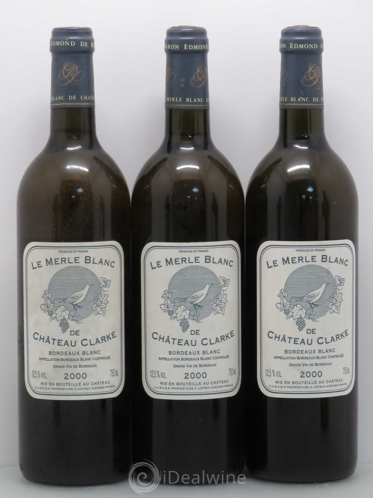 Bordeaux Le Merle Blanc - Château Clarke 2000 - Posten von 5 Flaschen - 1