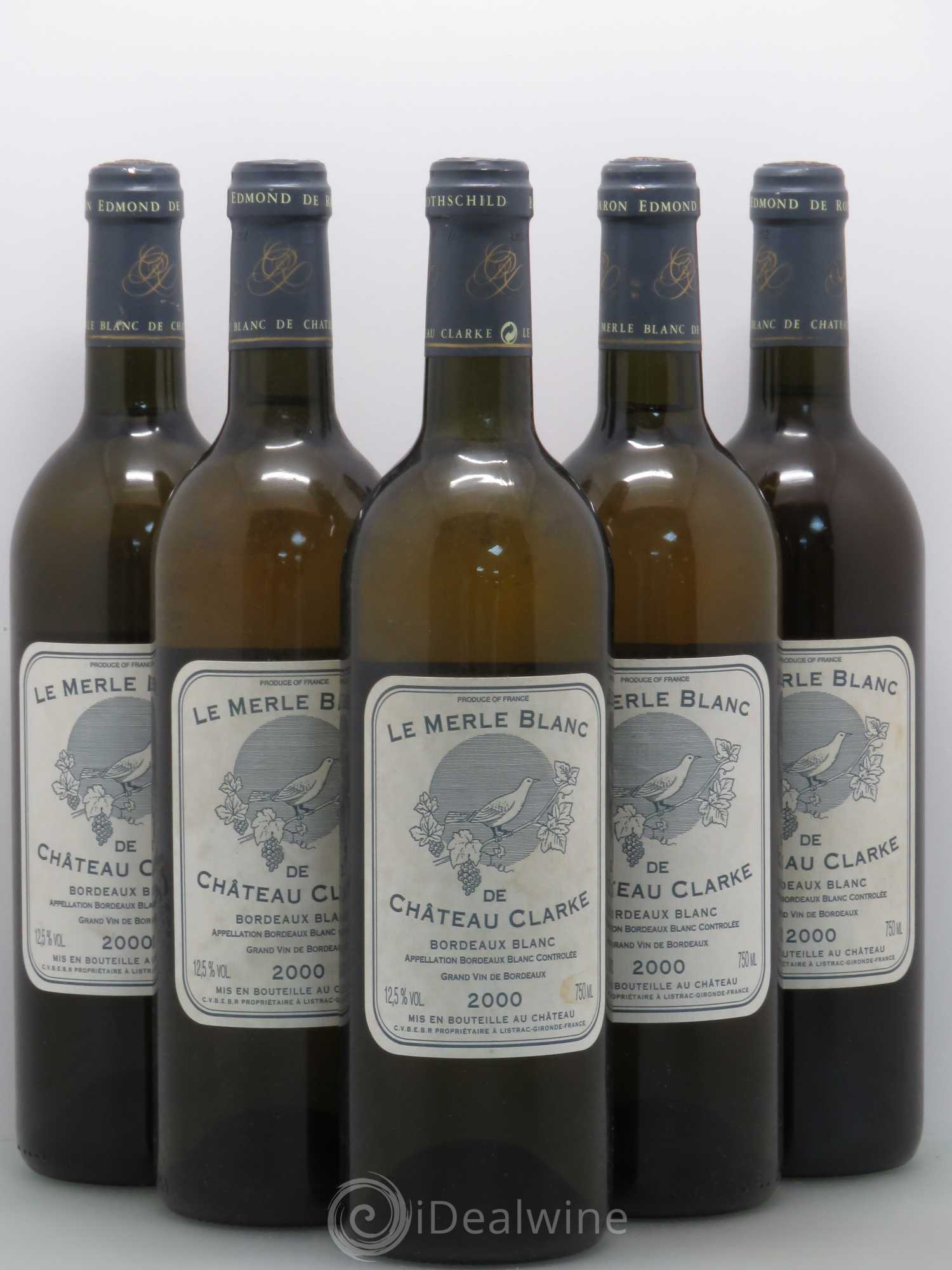 Bordeaux Le Merle Blanc - Château Clarke 2000 - Posten von 5 Flaschen - 0