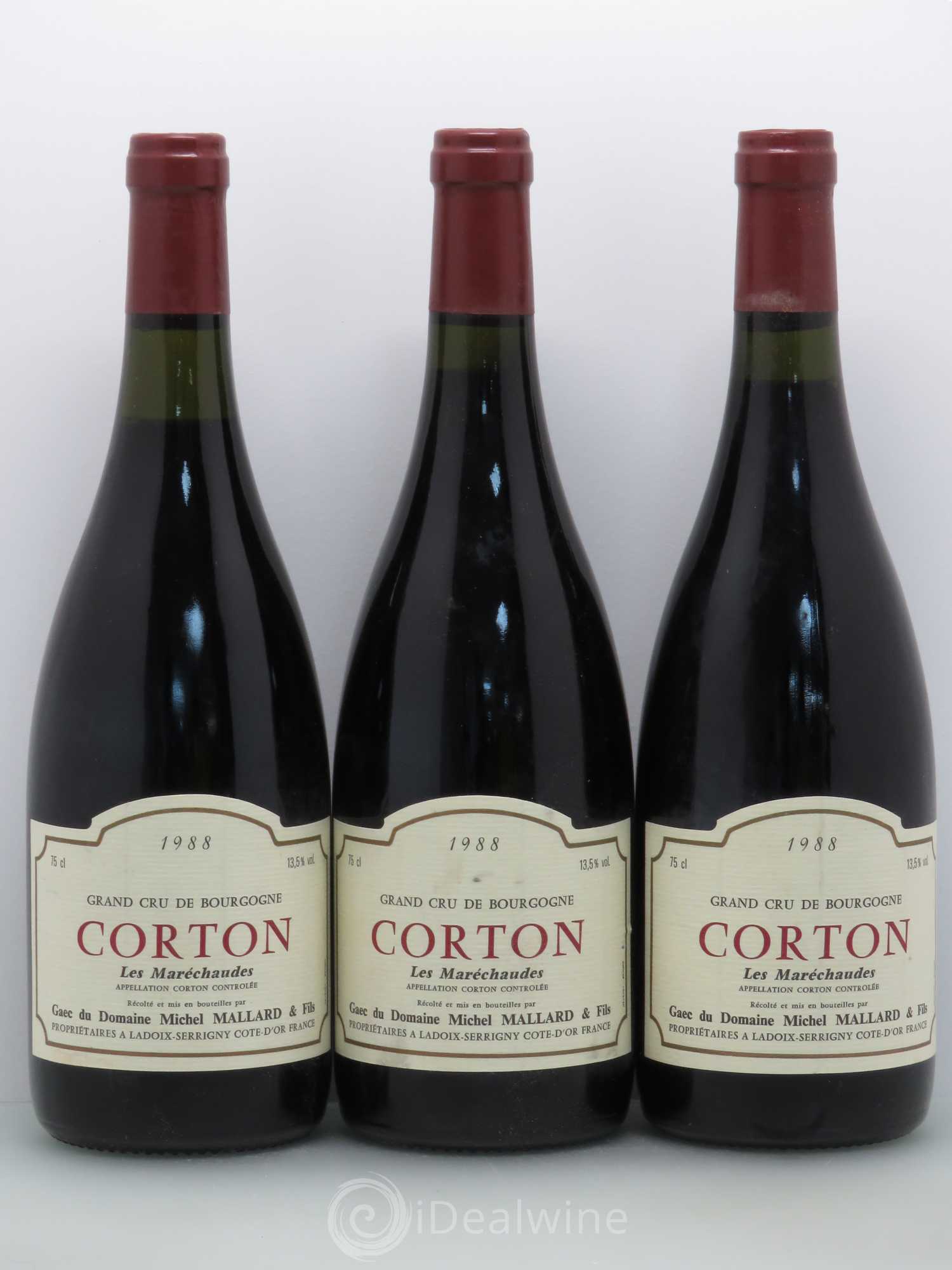 Corton Grand Cru Les Maréchaudes - Michel Mallard 1988 - Posten von 3 Flaschen - 0