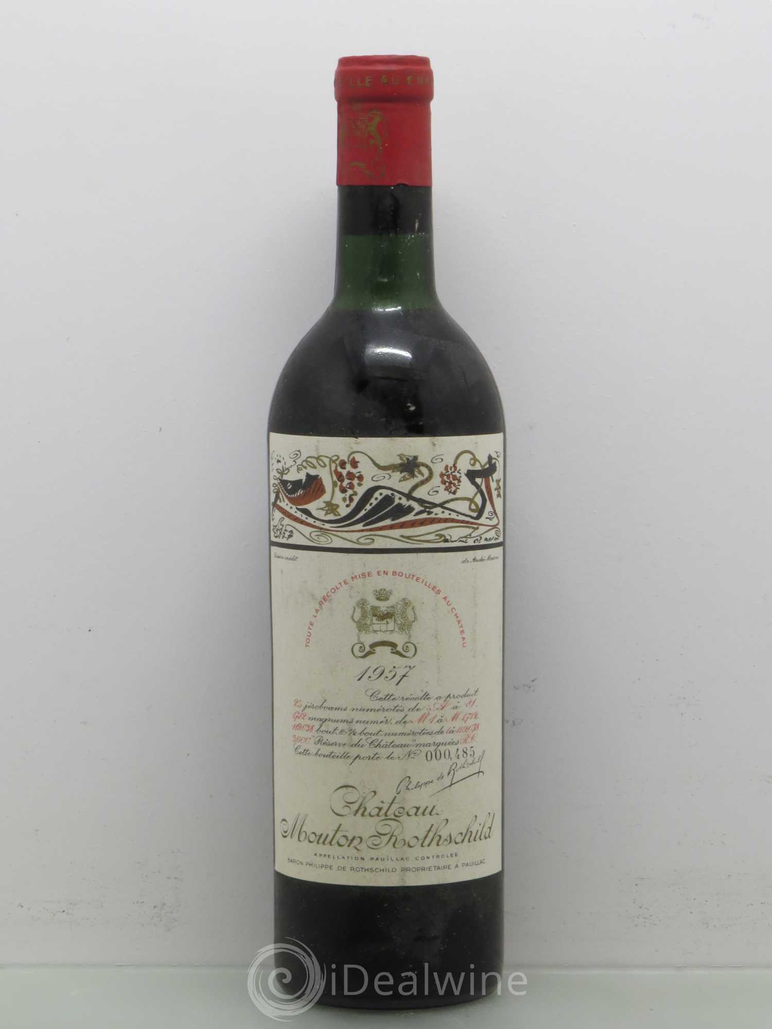 Château Mouton Rothschild 1er Grand Cru Classé 1957 - Lot de 1 bouteille - 0
