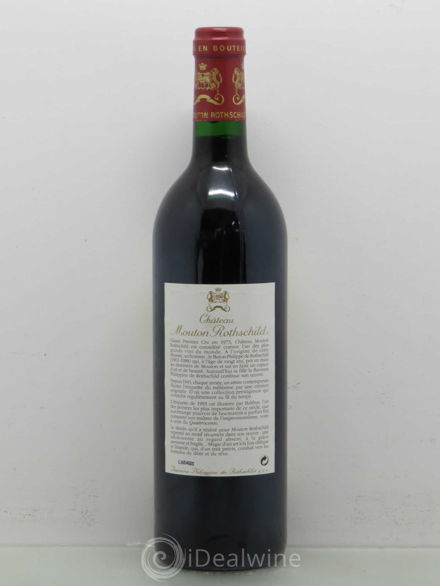 Château Mouton Rothschild 1er Grand Cru Classé 1993 - Lot de 1 bouteille - 1