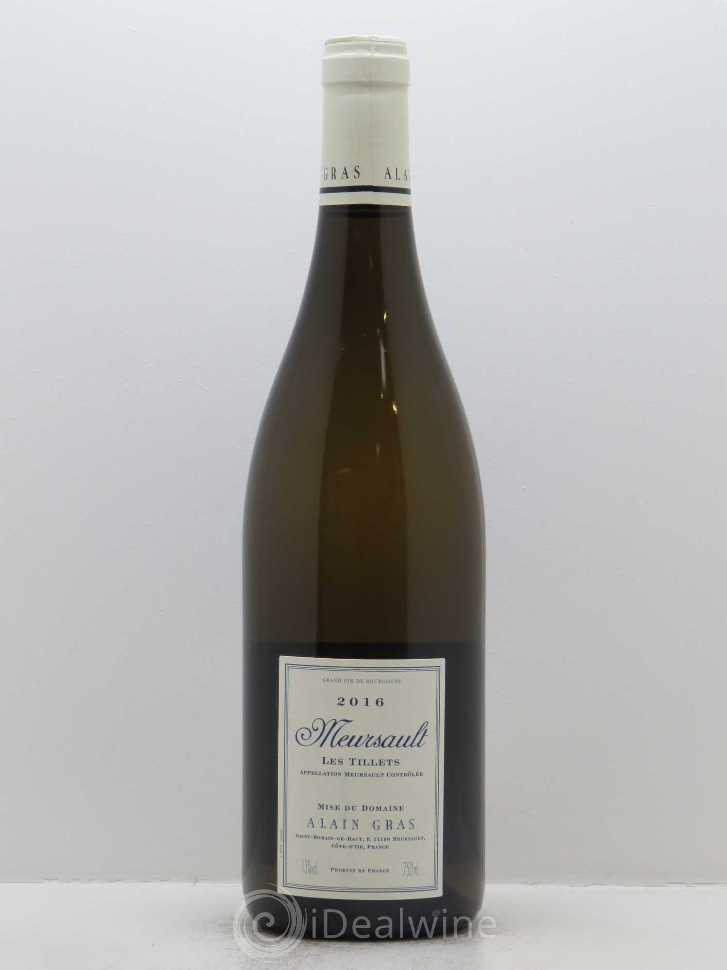 Meursault Les Tillets Alain Gras 2016 - Lot de 1 bouteille - 1