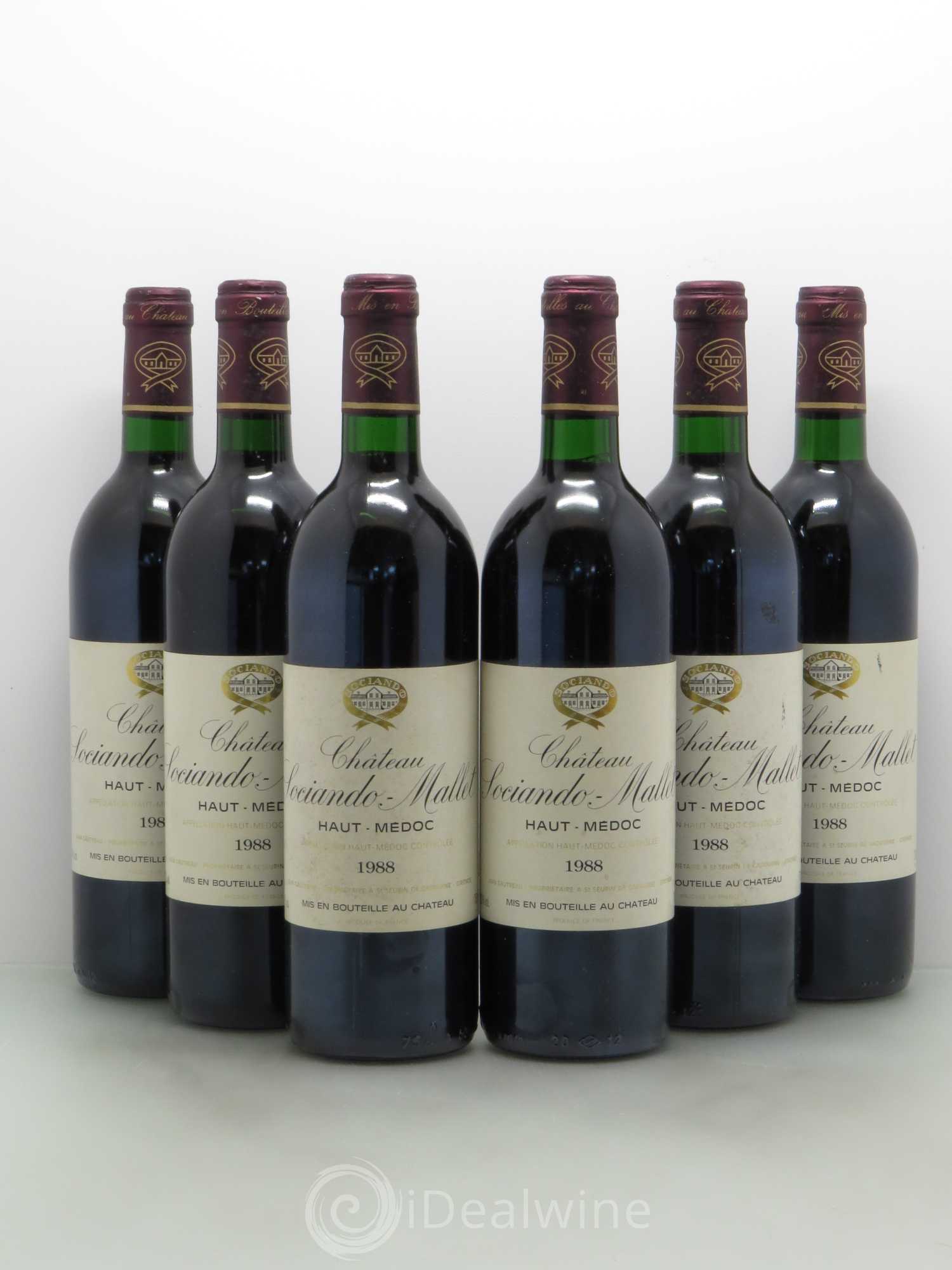Château Sociando Mallet 1988 - Lot de 6 bouteilles - 0