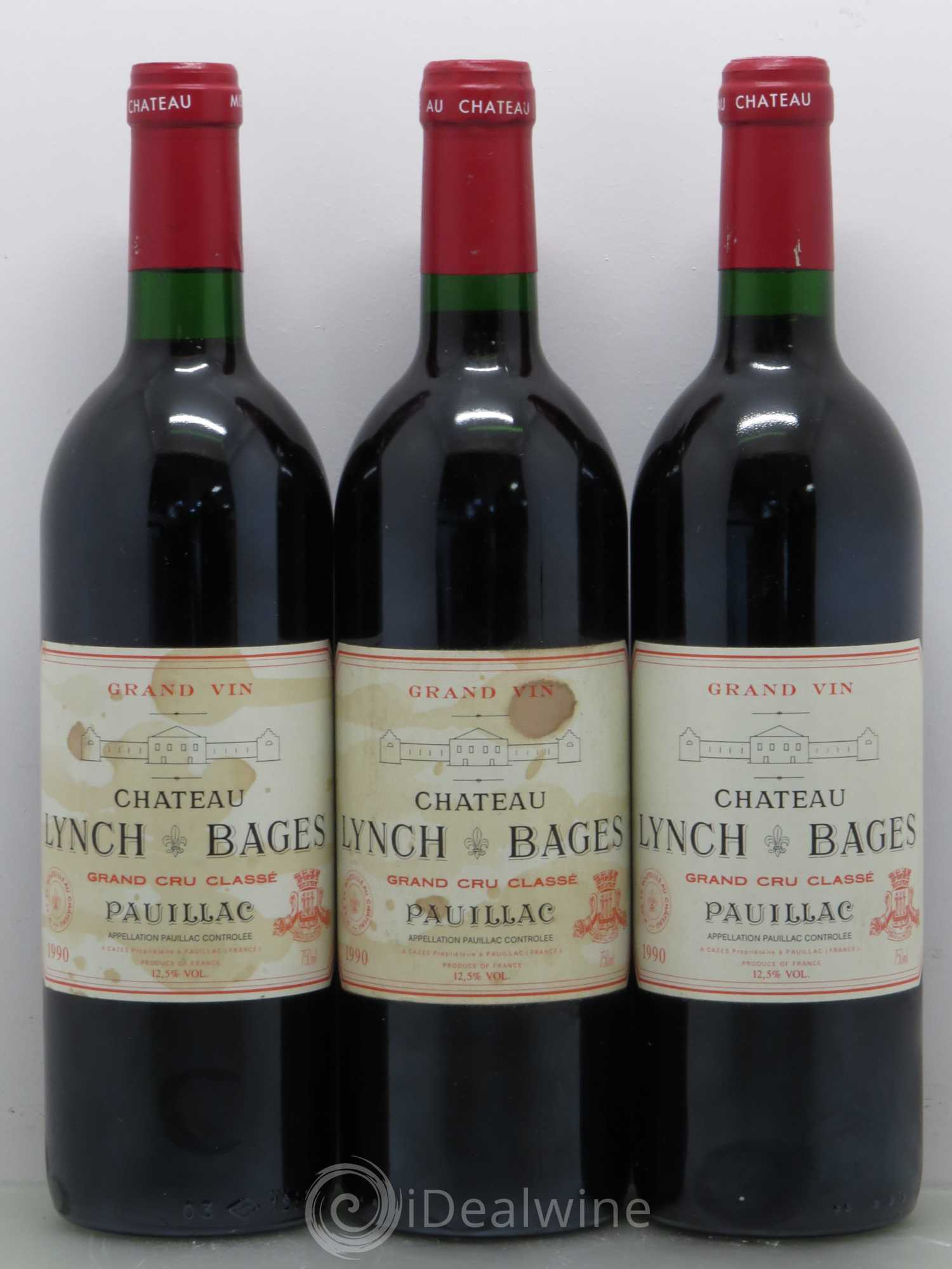 Château Lynch Bages 5ème Grand Cru Classé 1990 - Lot de 3 bouteilles - 0