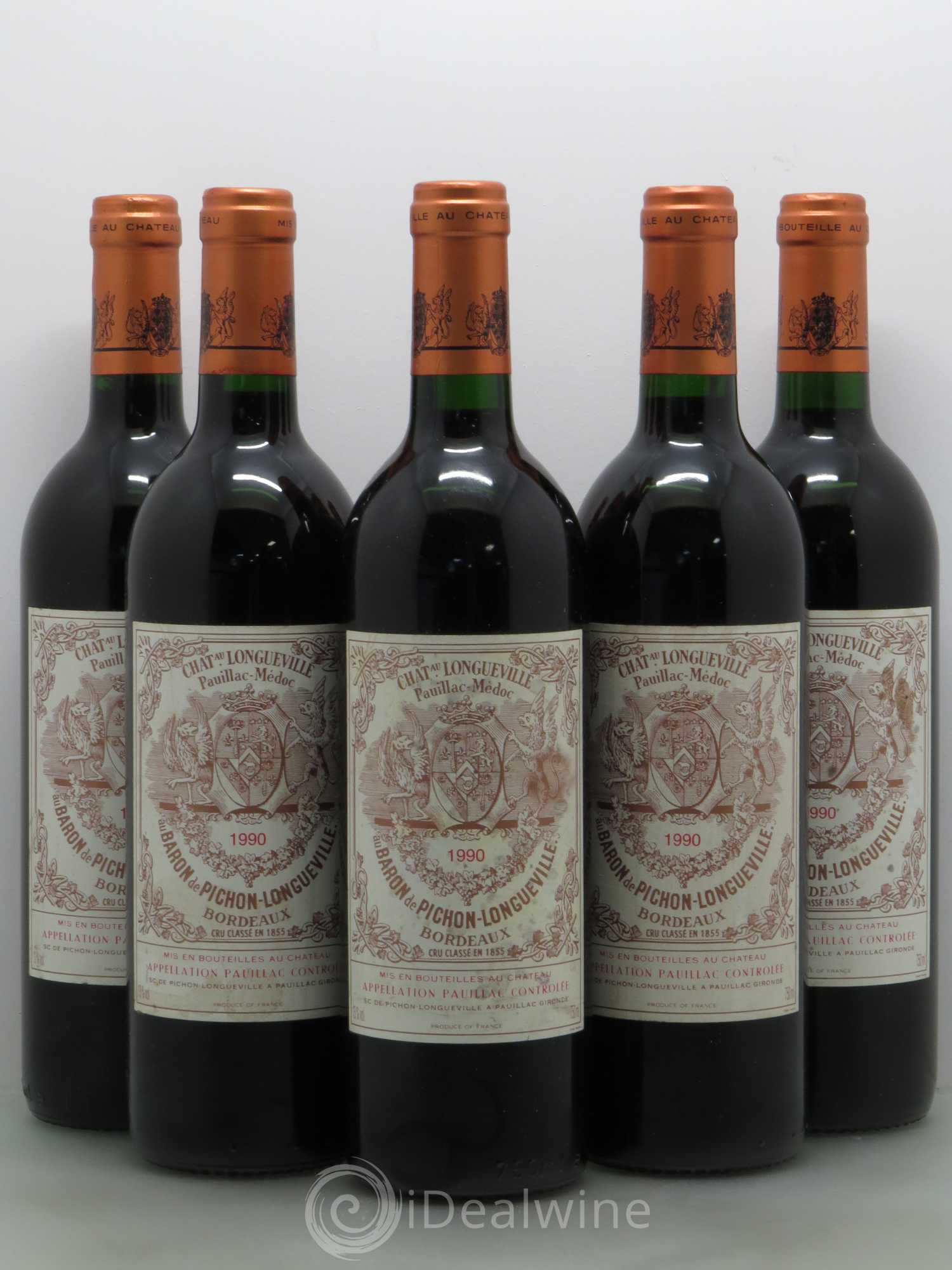Pichon Longueville Baron 2ème Grand Cru Classé 1990 - Lot de 5 bouteilles - 0