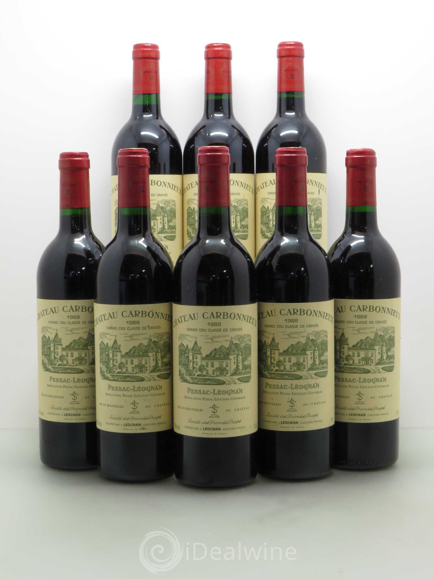 Château Carbonnieux Cru Classé de Graves 1988 - Lot de 8 bouteilles - 0