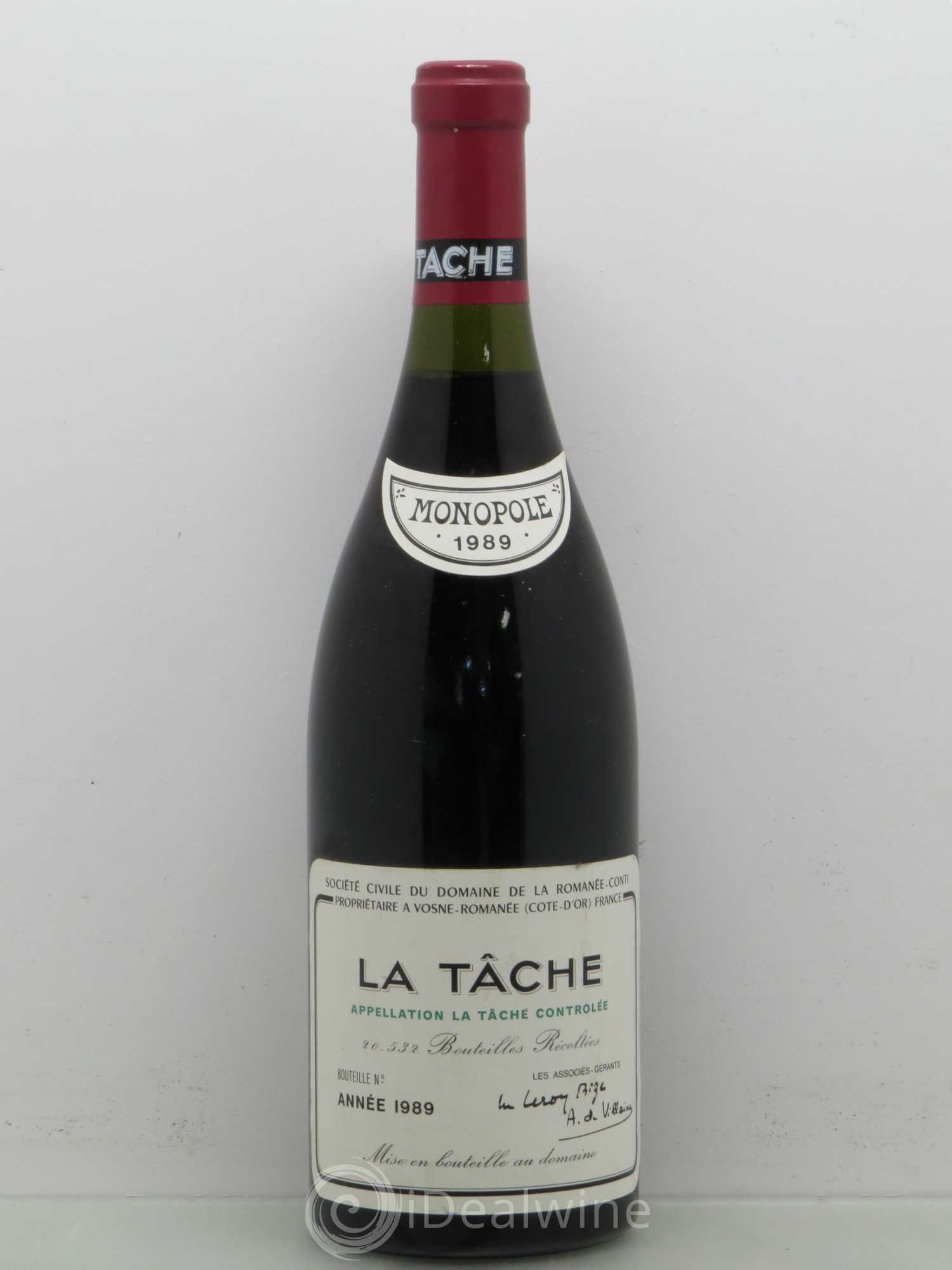 La Tâche Grand Cru Domaine de la Romanée-Conti 1989 - Lot de 1 bouteille - 0