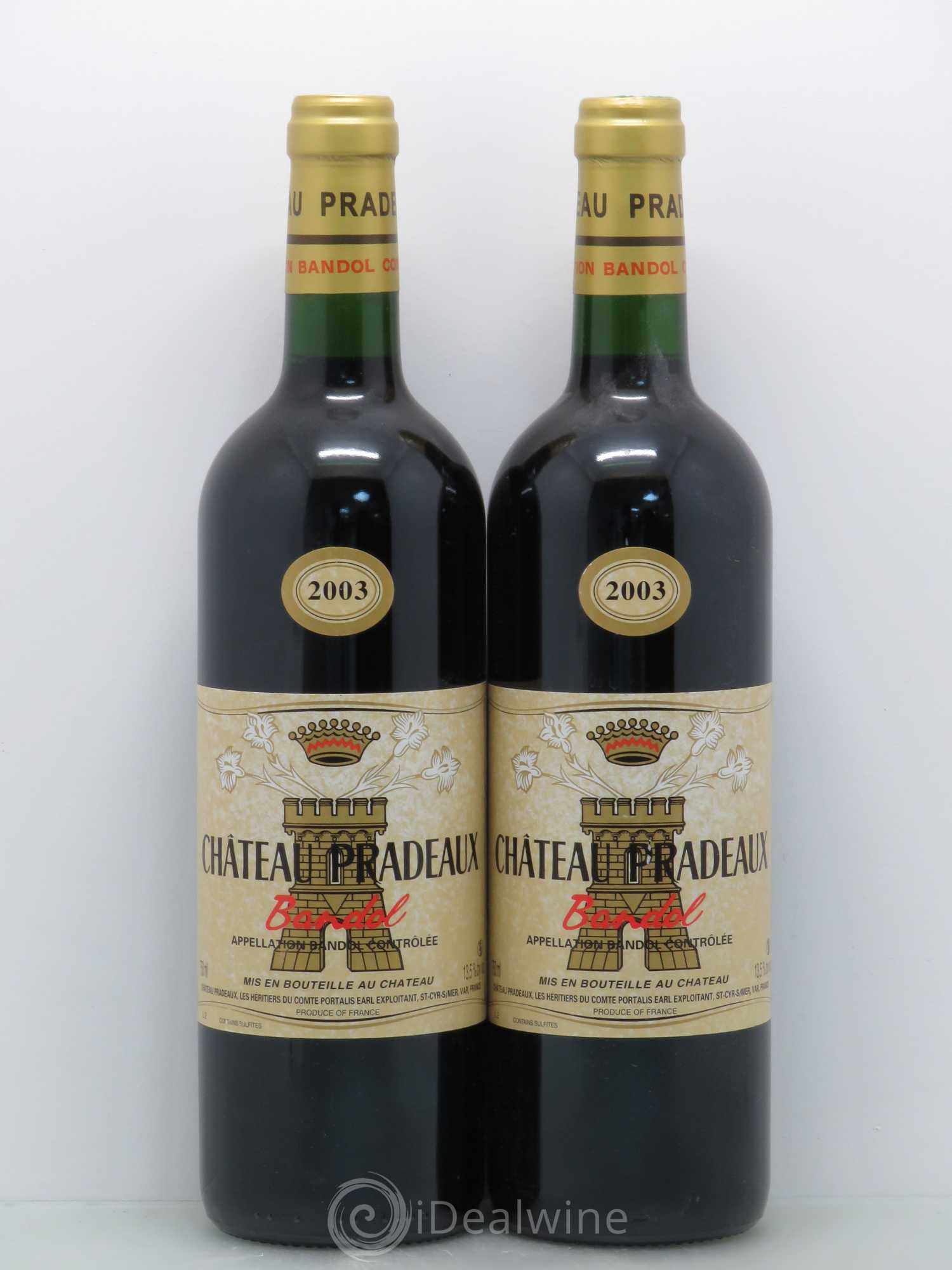 Bandol Château Pradeaux Famille Portalis 2003 - Lot de 2 bouteilles - 0