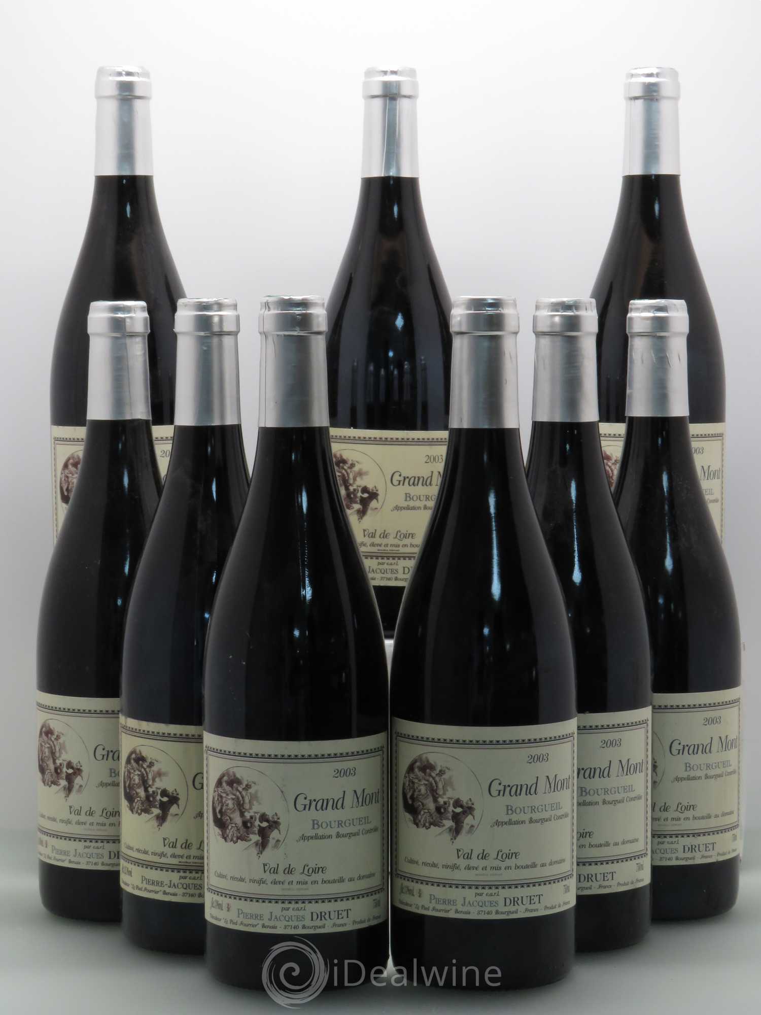 Bourgueil Grand Mont Pierre Jacques Druet 2003 - Lot de 9 bouteilles - 0