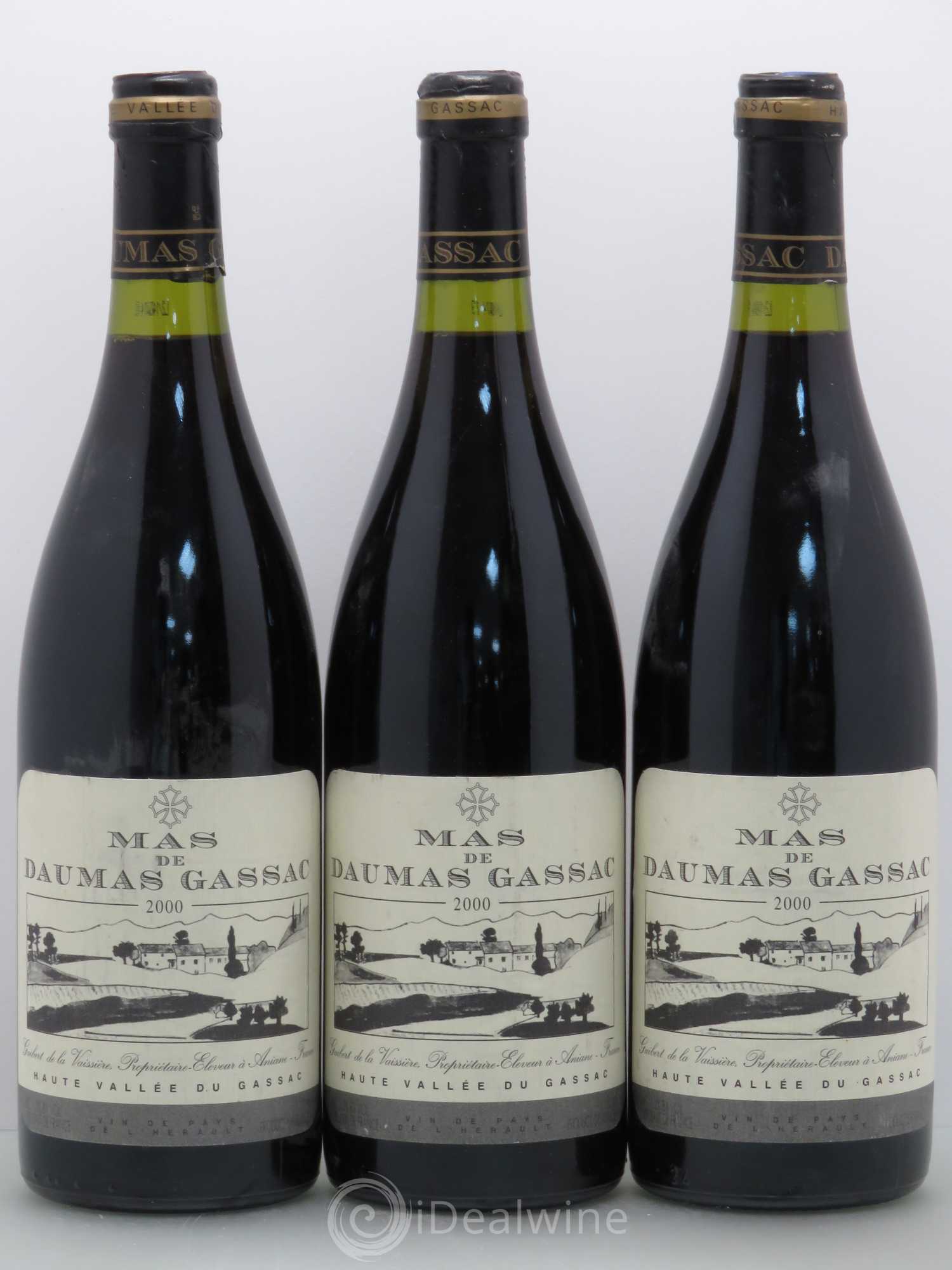 Saint-Guilhem-le-Désert - Cité d'Aniane Mas Daumas Gassac Famille Guibert de La Vaissière 2000 - Lot de 3 bouteilles - 0