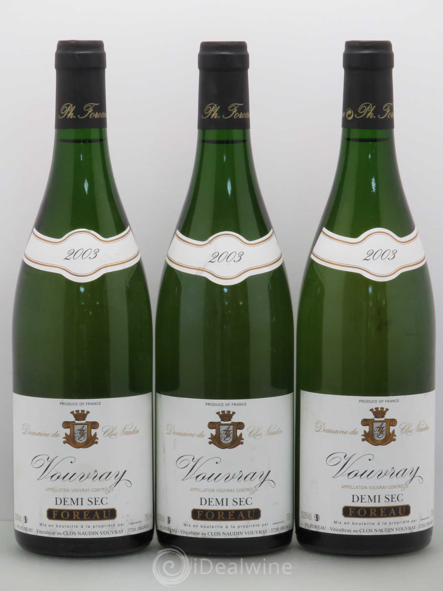 Vouvray Demi-Sec Clos Naudin - Philippe Foreau 2003 - Lot de 3 bouteilles - 0