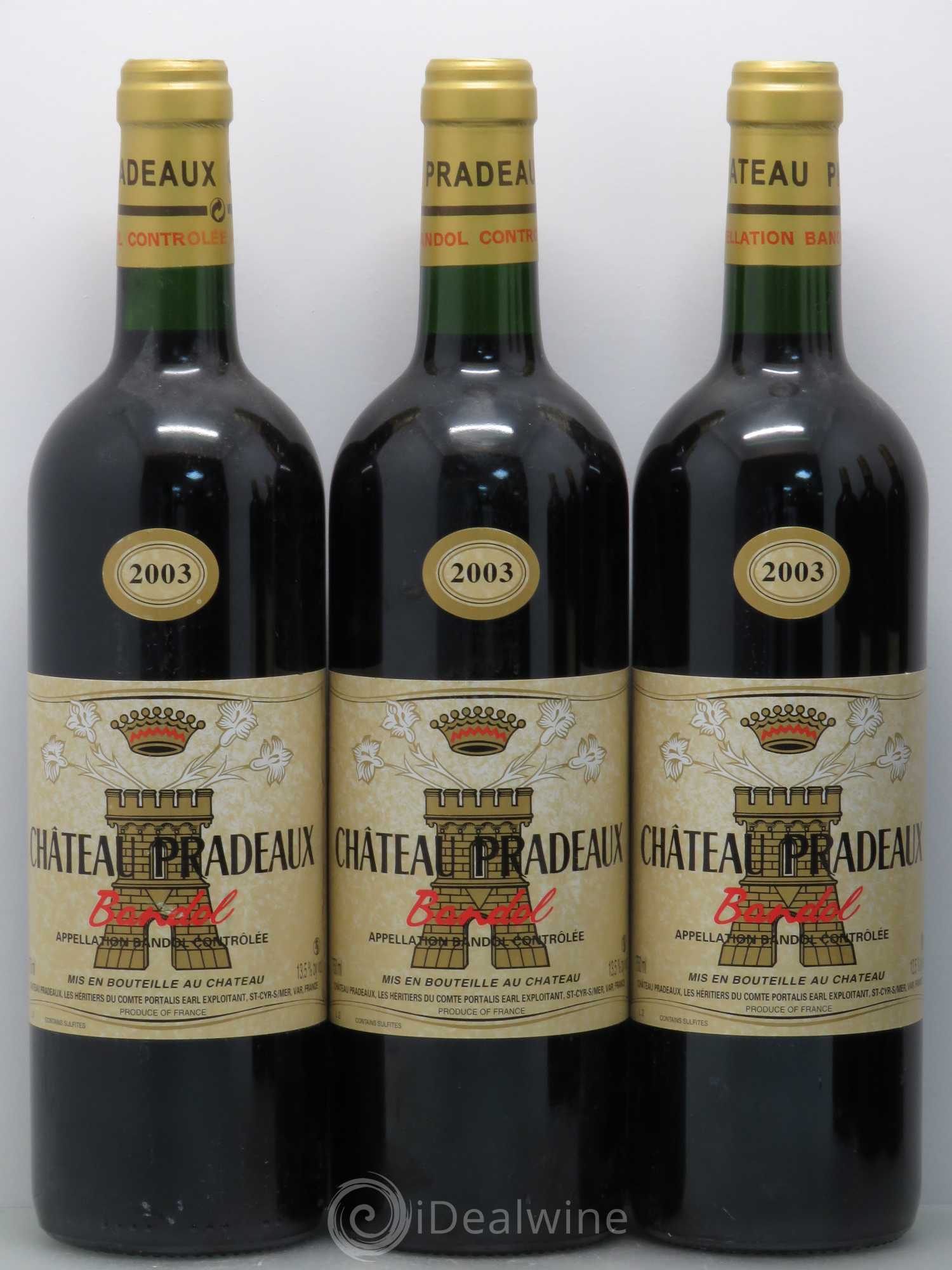 Bandol Château Pradeaux Famille Portalis 2003 - Lot de 6 bouteilles - 1