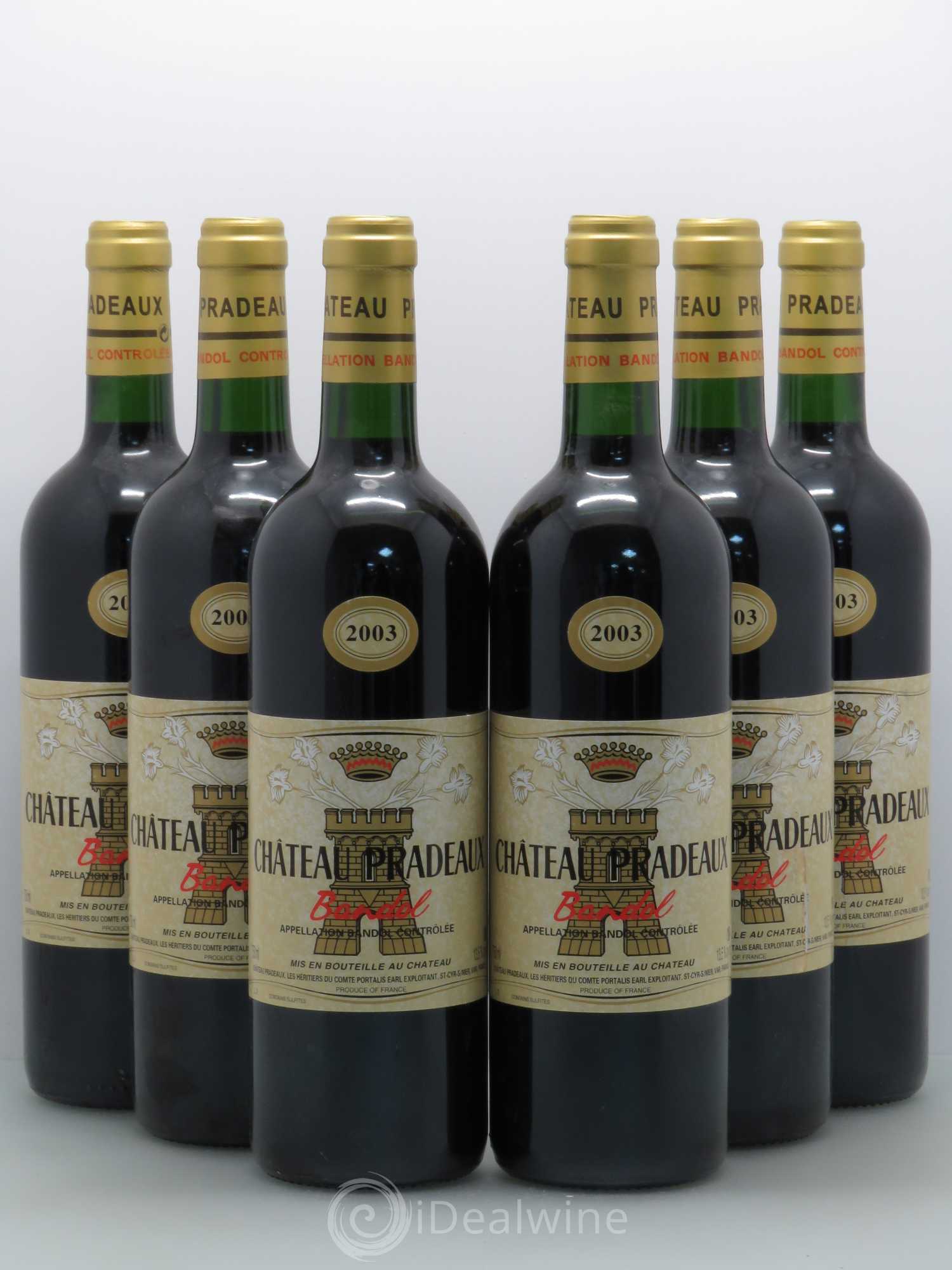 Bandol Château Pradeaux Famille Portalis 2003 - Lot de 6 bouteilles - 0
